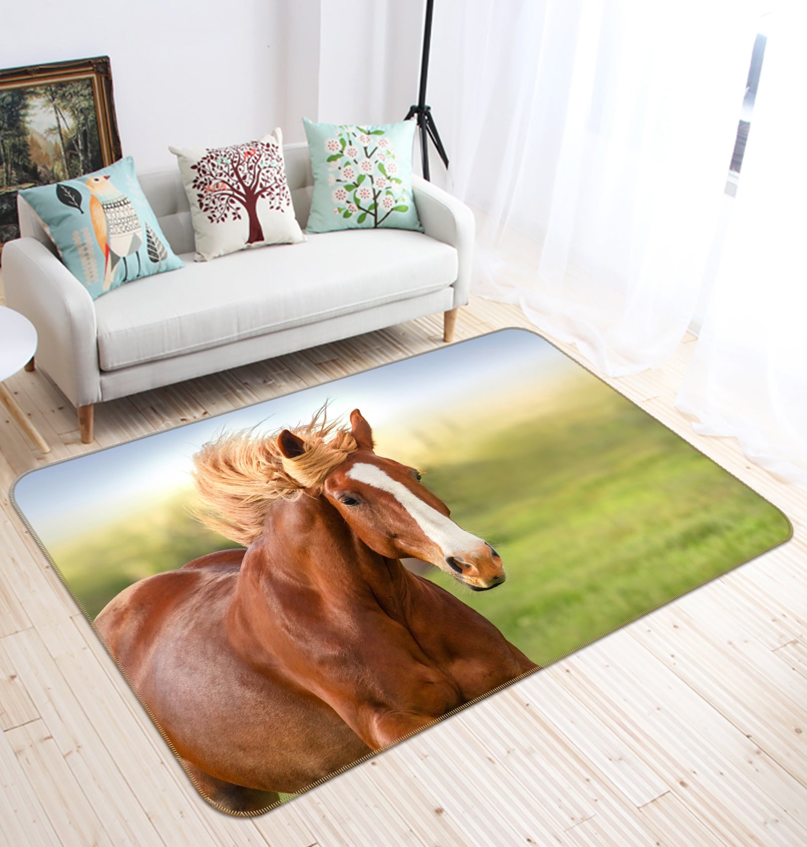 3D Horse Lawn 090 Animal Non Slip Rug Mat