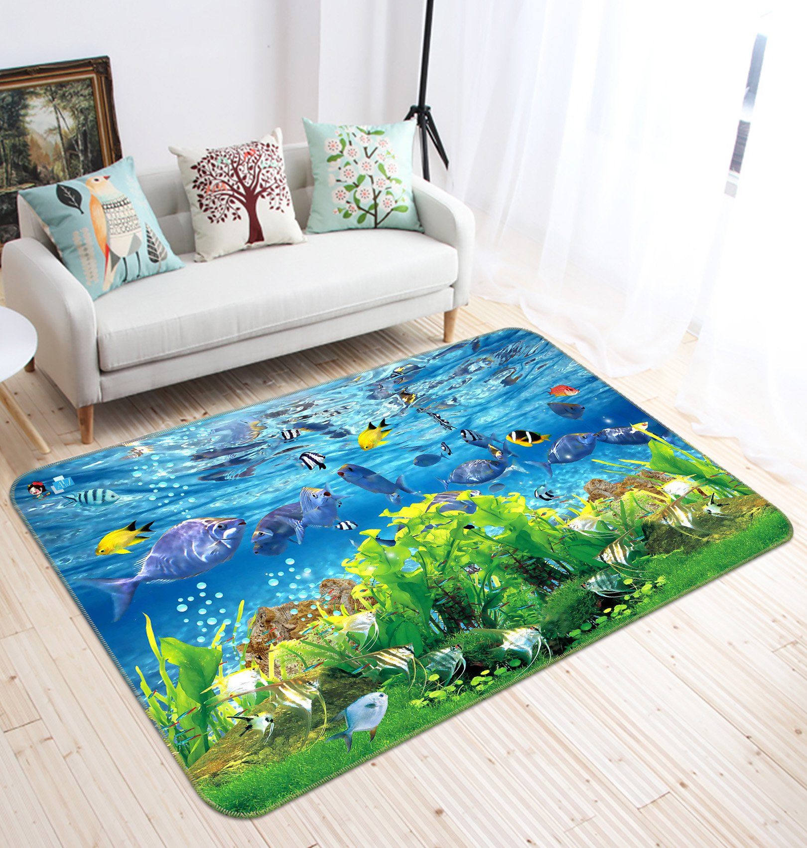 3D Seaweed Fish School 568 Non Slip Rug Mat Mat AJ Creativity Home 