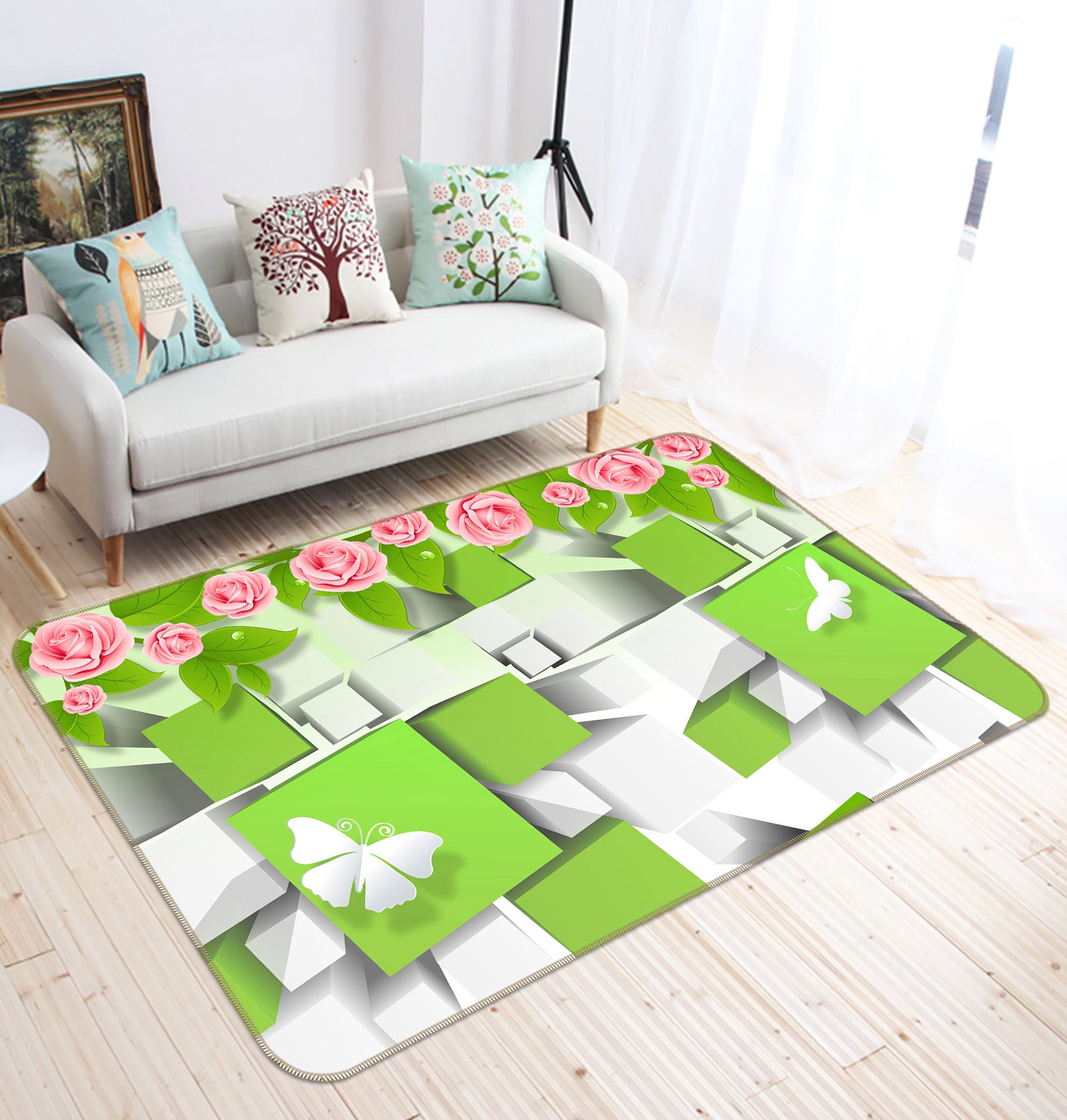 3D Square Butterfly 35159 Non Slip Rug Mat