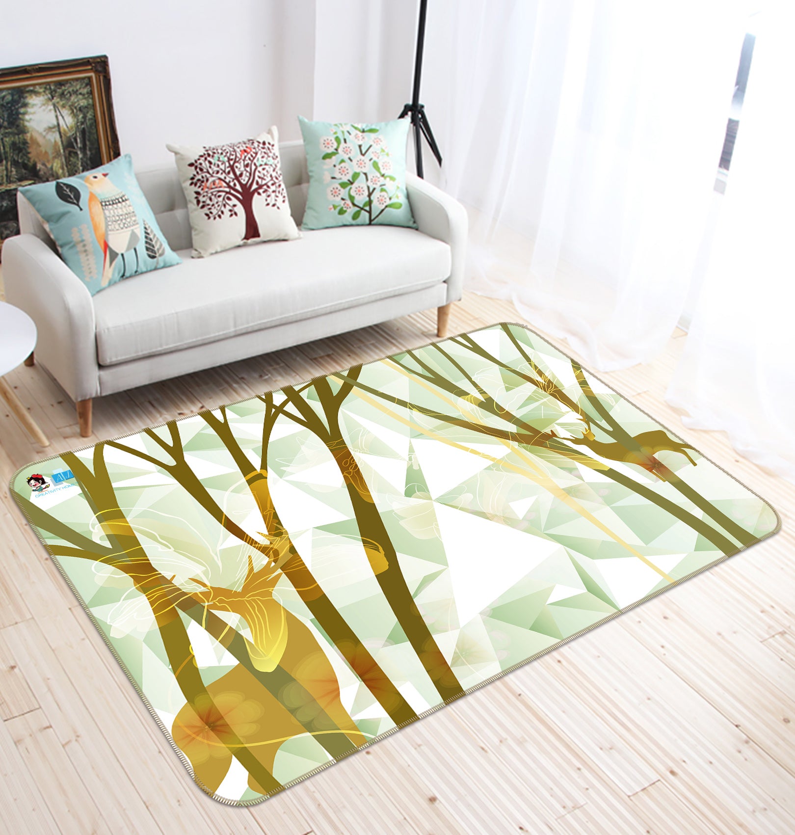 3D Forest Deer 66095 Non Slip Rug Mat