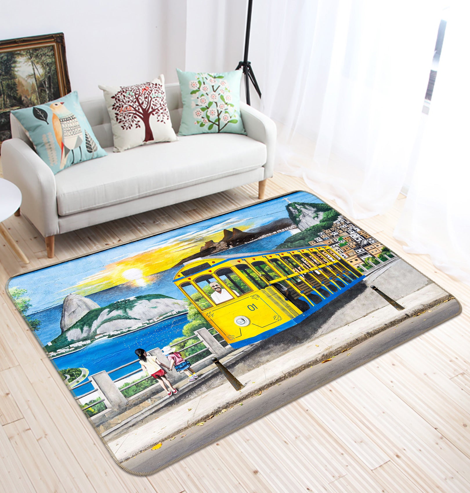 3D Yellow Bus 67208 Vehicle Non Slip Rug Mat