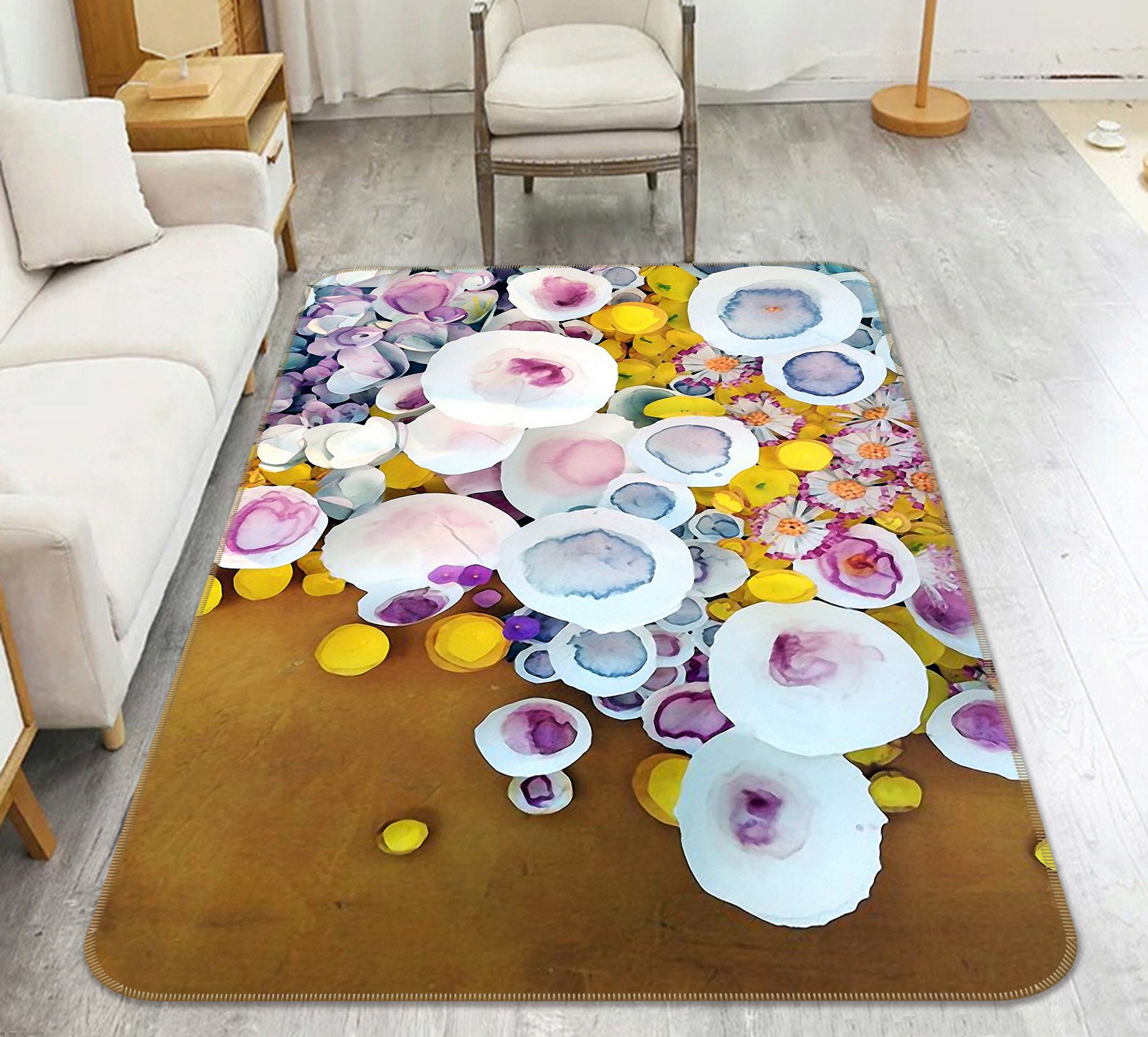 3D Round Pattern 65026 Non Slip Rug Mat
