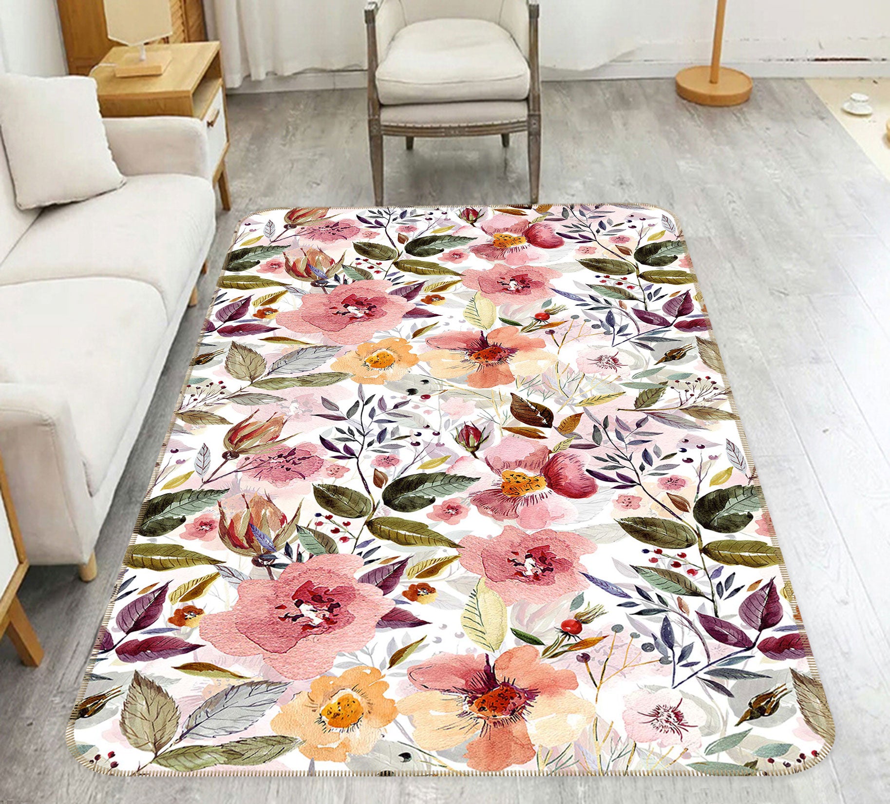 3D Graffiti Flower Leaves 159 Uta Naumann Rug Non Slip Rug Mat