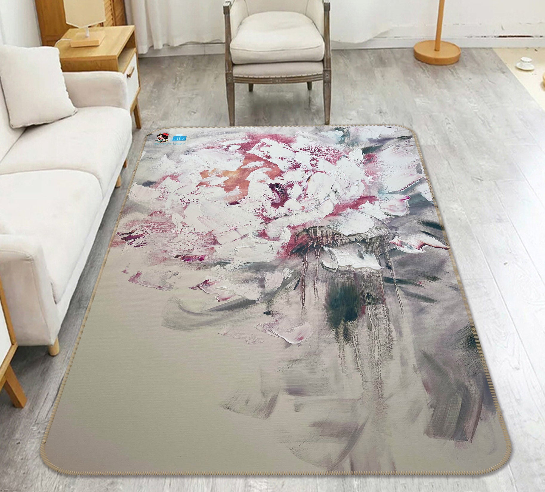 3D Paint Flower 3042 Skromova Marina Rug Non Slip Rug Mat