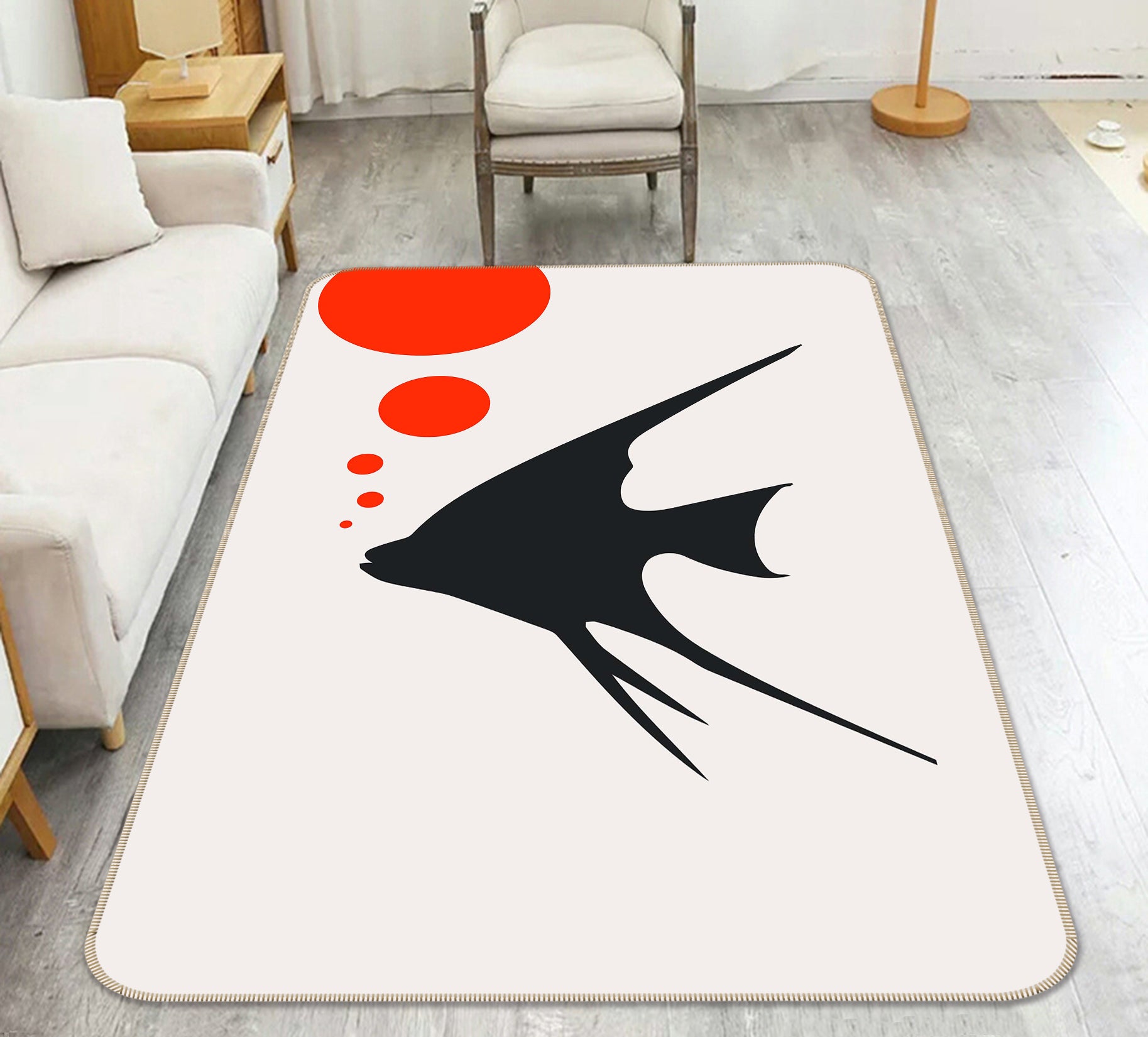 3D Fish Bubble 1015 Boris Draschoff Rug Non Slip Rug Mat
