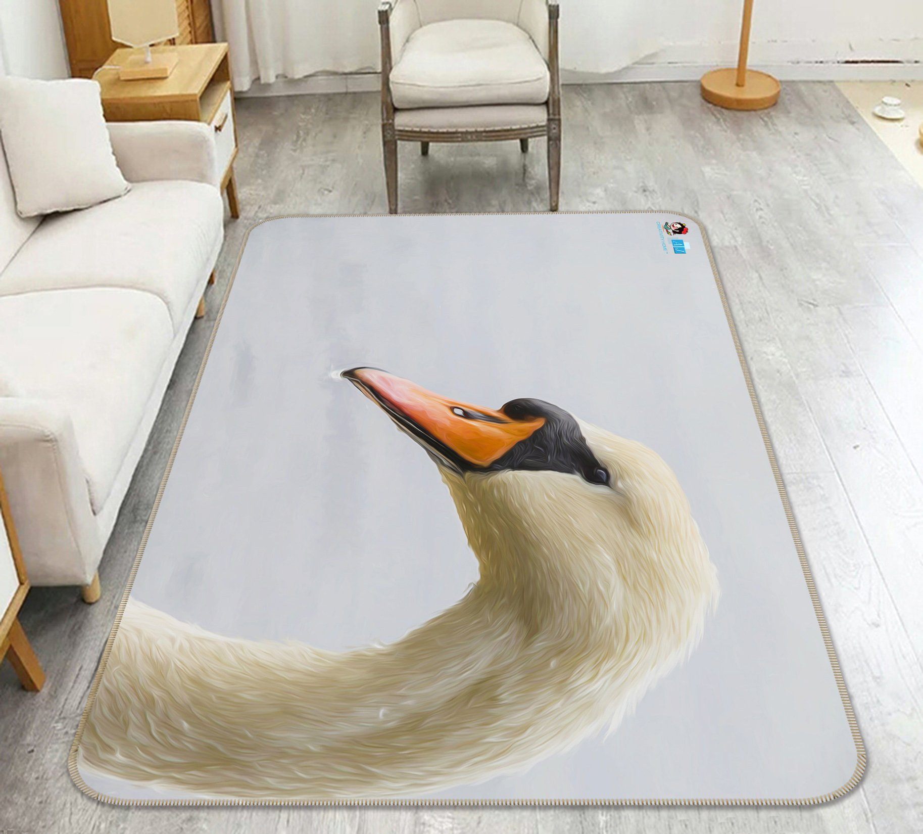 3D White Swan 290 Non Slip Rug Mat Mat AJ Creativity Home 