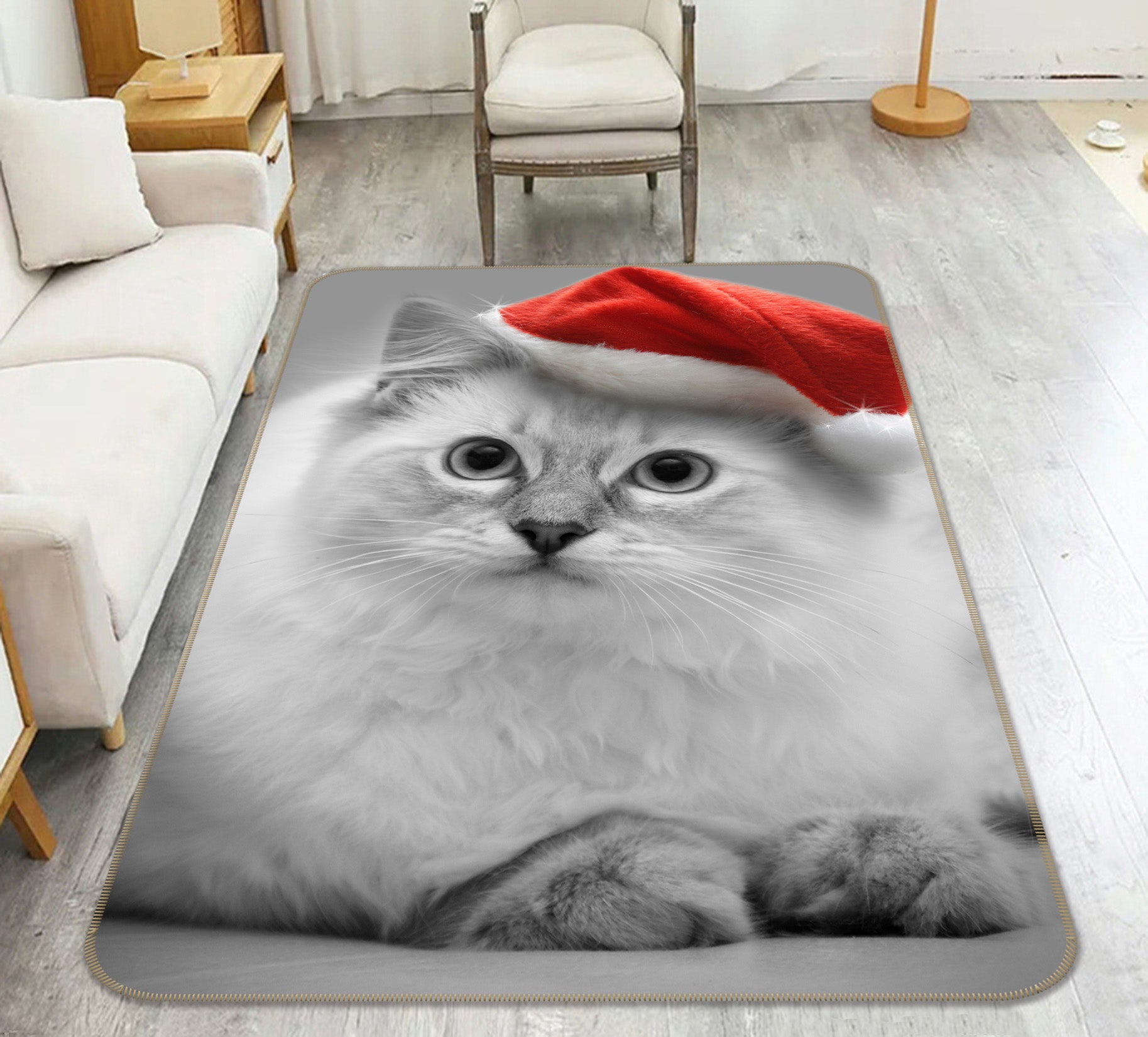 3D Gray Kitten 186 Animal Non Slip Rug Mat