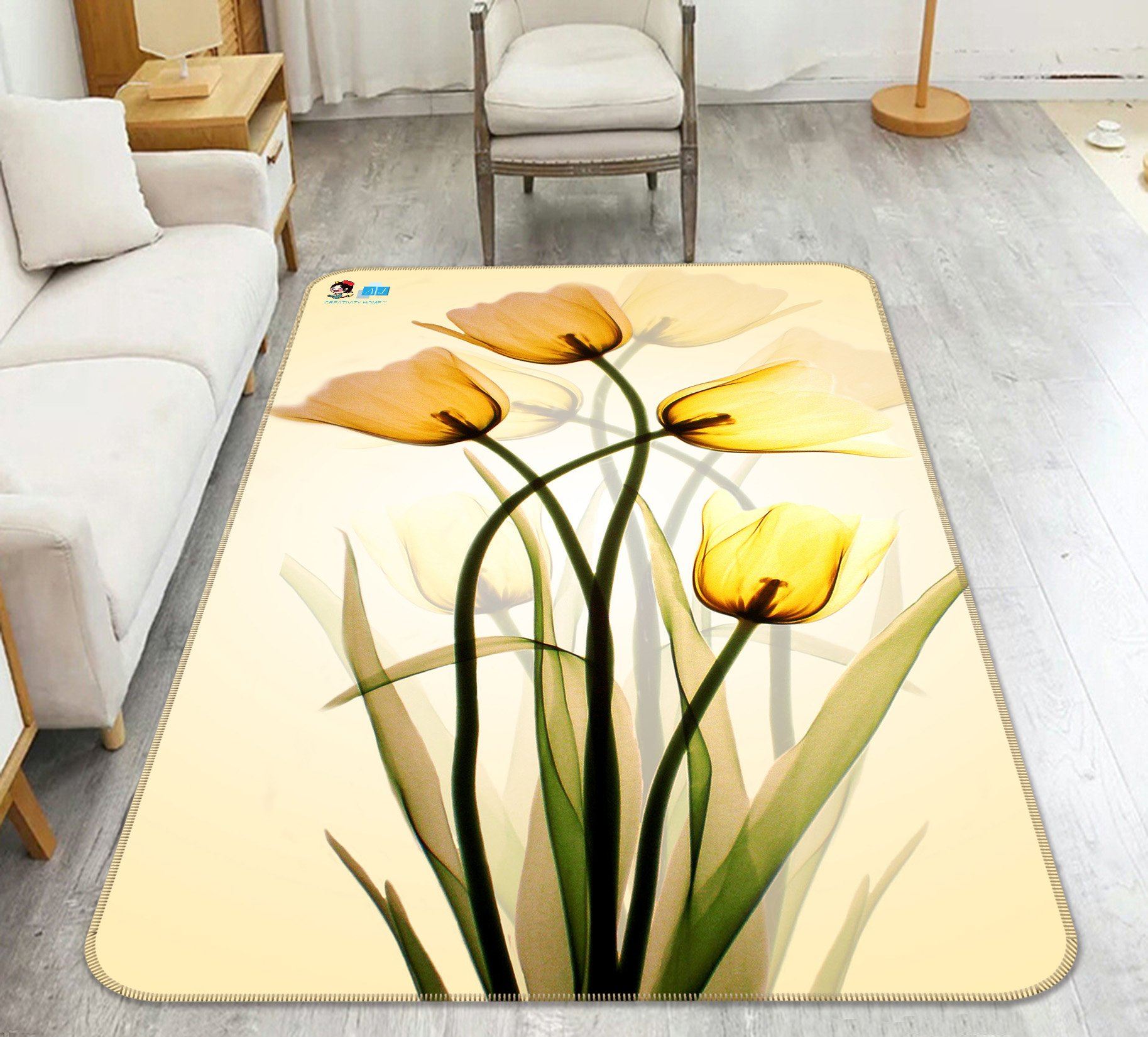 3D Painting Tulips 008 Non Slip Rug Mat Mat AJ Creativity Home 