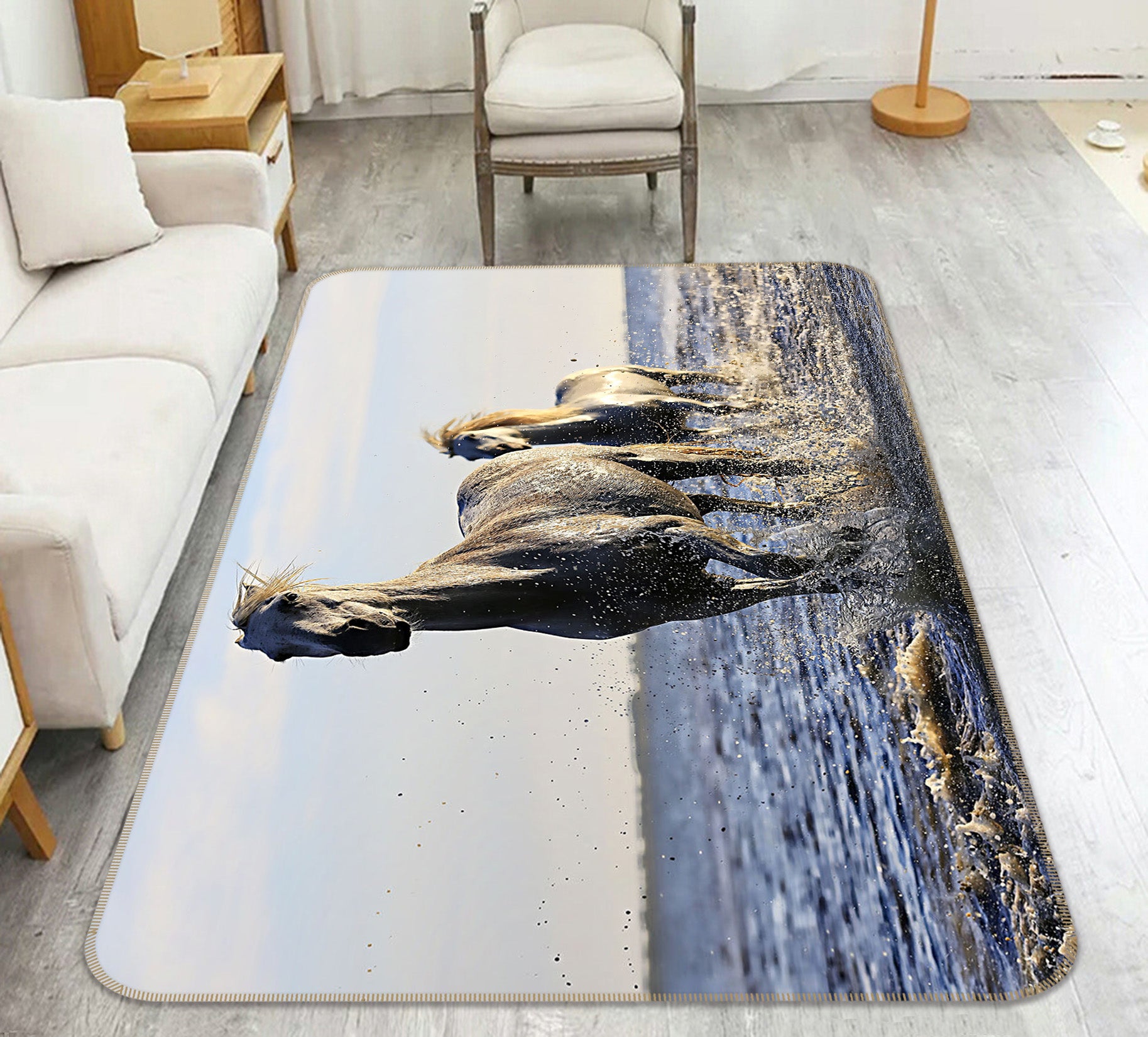 3D Water Horse 82114 Animal Non Slip Rug Mat