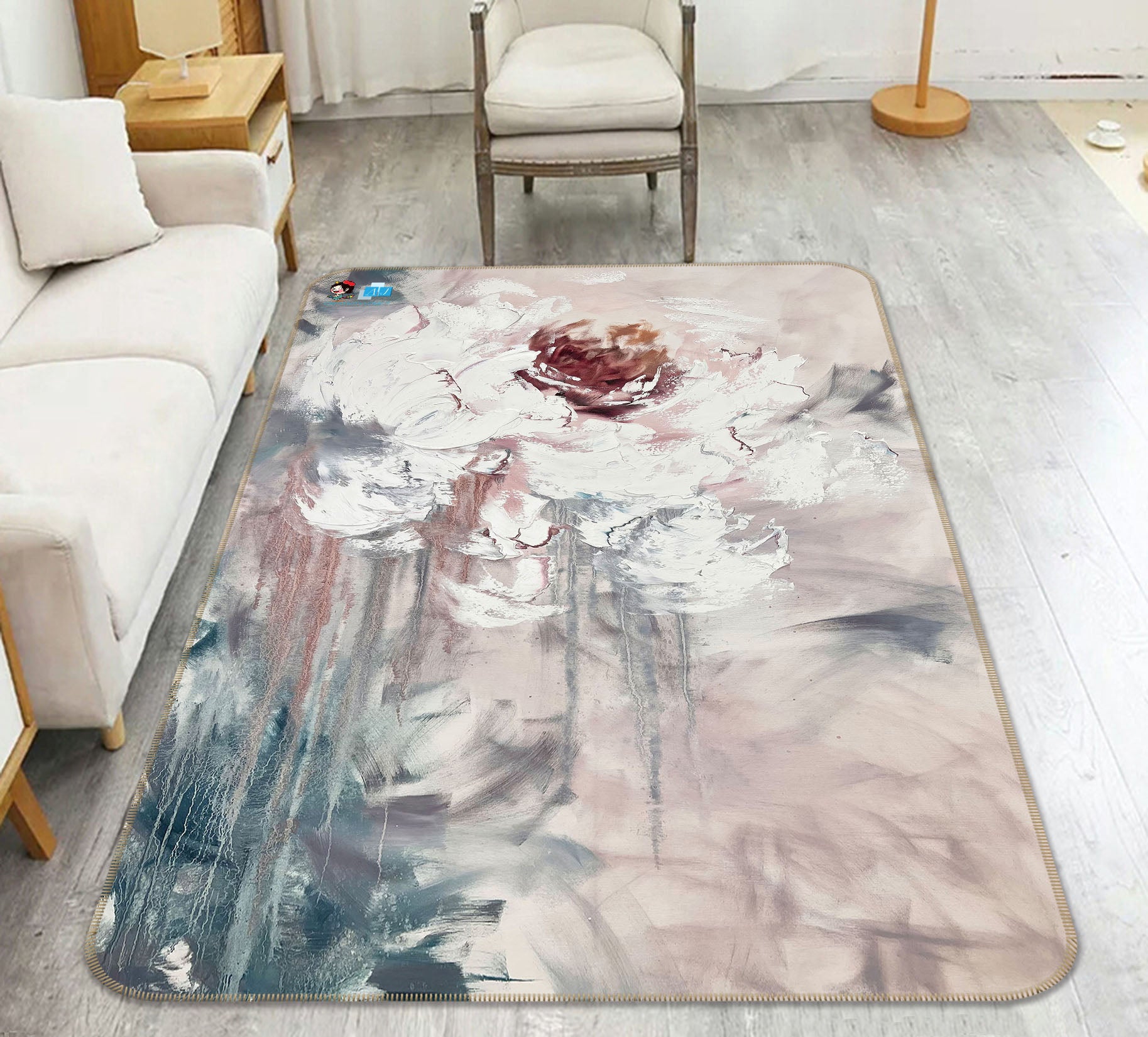3D Painted Art Flower 4120 Skromova Marina Rug Non Slip Rug Mat