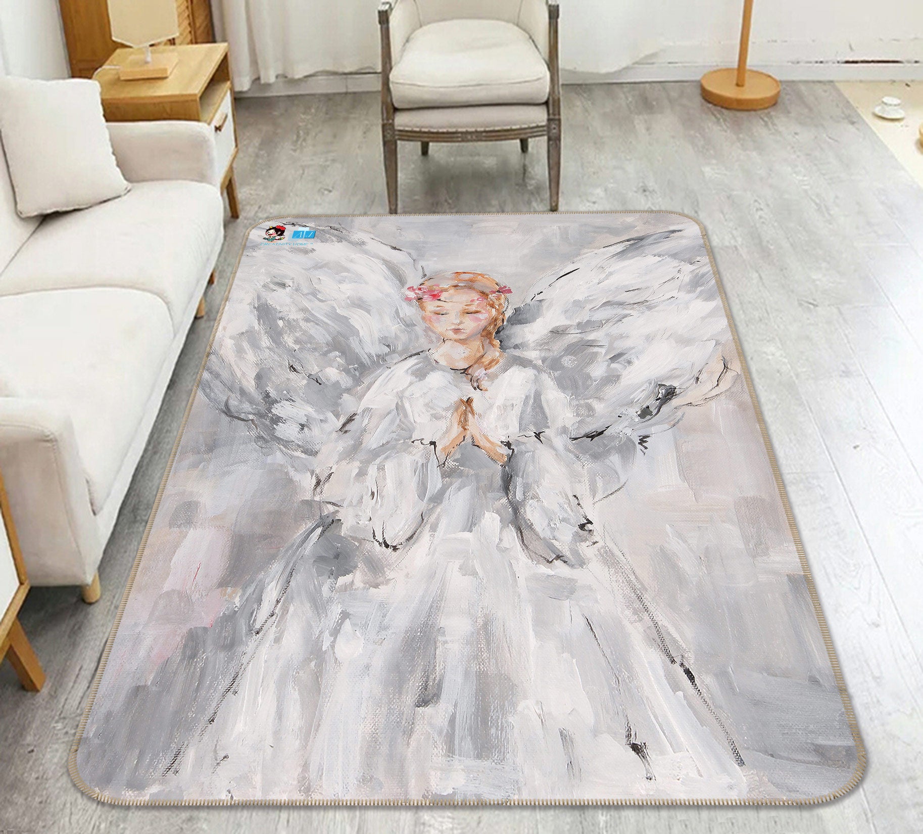 3D Angel Girl With Wings 1050 Debi Coules Rug Non Slip Rug Mat