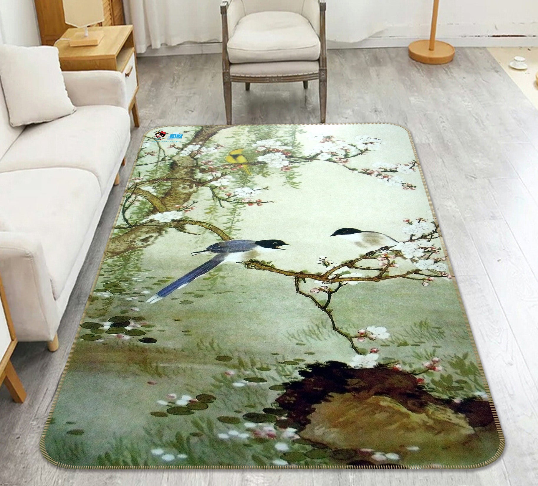 3D Branch Bird 66153 Non Slip Rug Mat