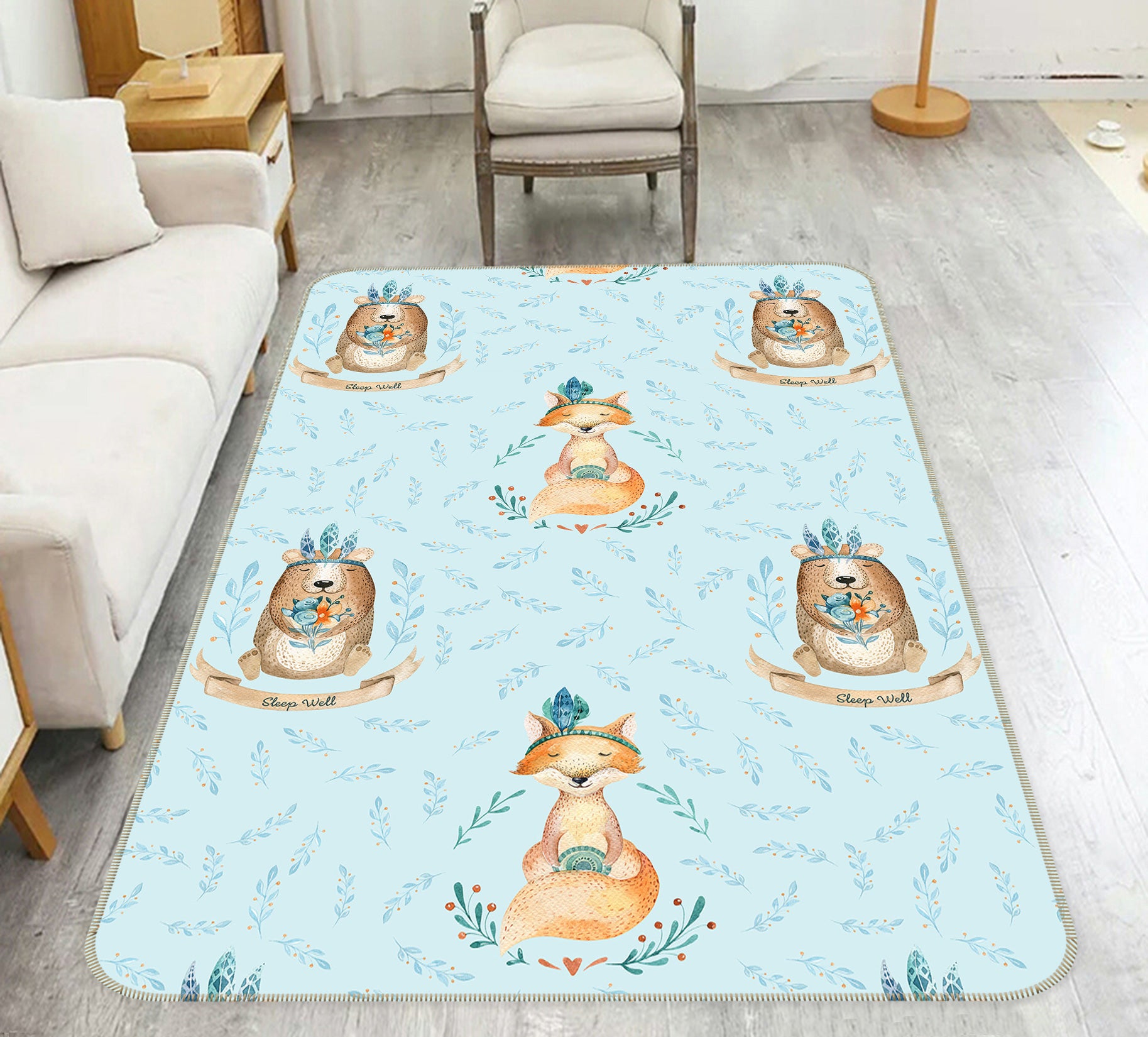 3D Orange Fox 129 Uta Naumann Rug Non Slip Rug Mat
