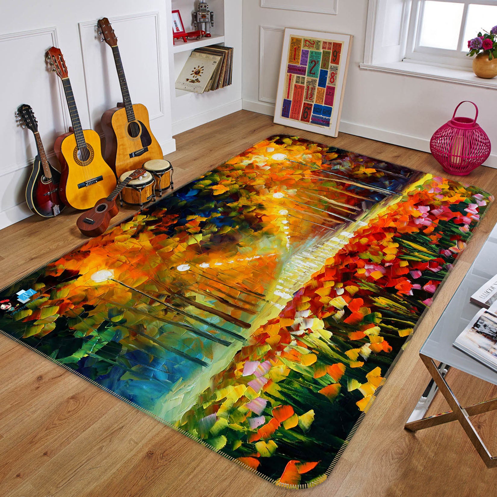 3D Flower Street Light 66125 Non Slip Rug Mat