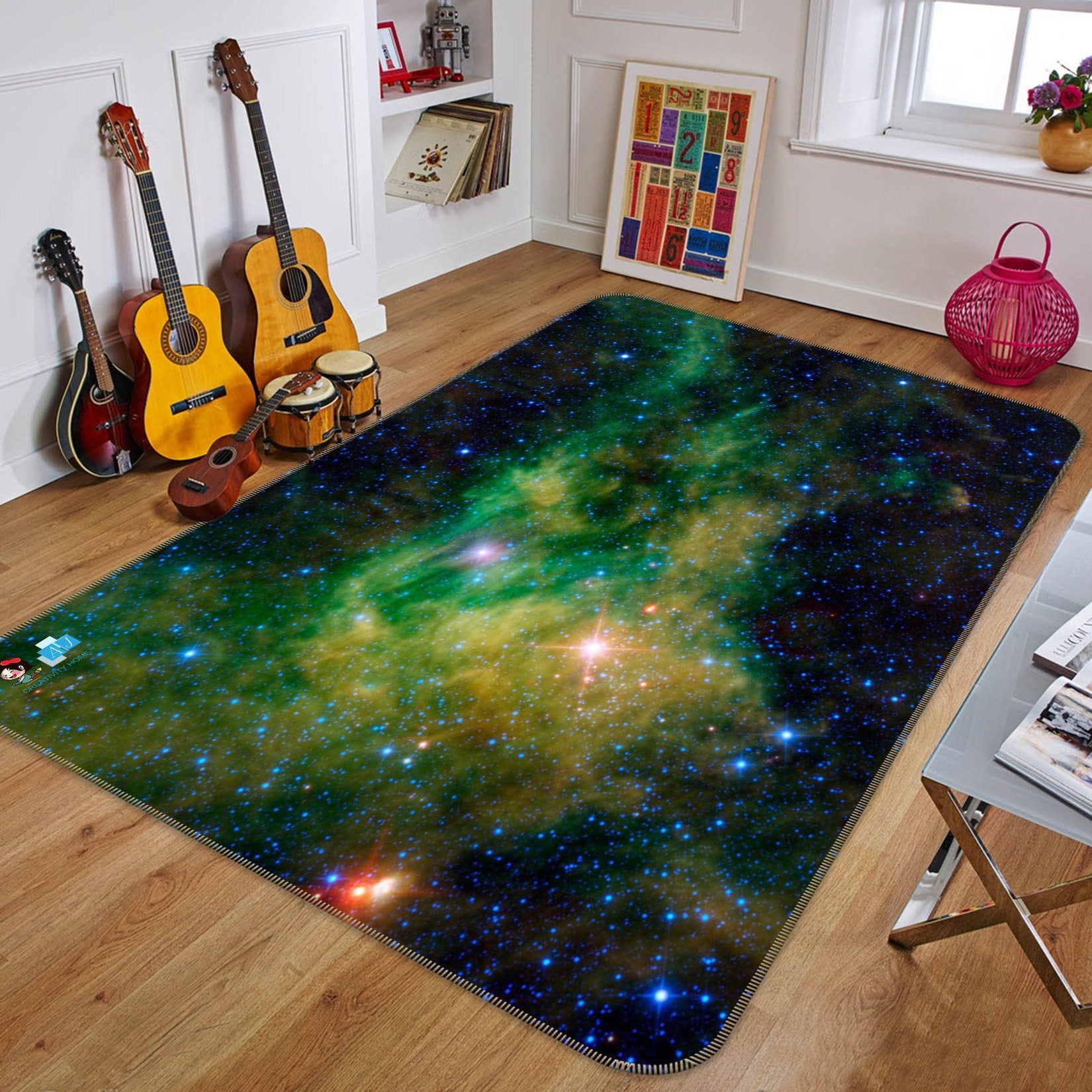 3D Green Star 055 Non Slip Rug Mat Mat AJ Creativity Home 