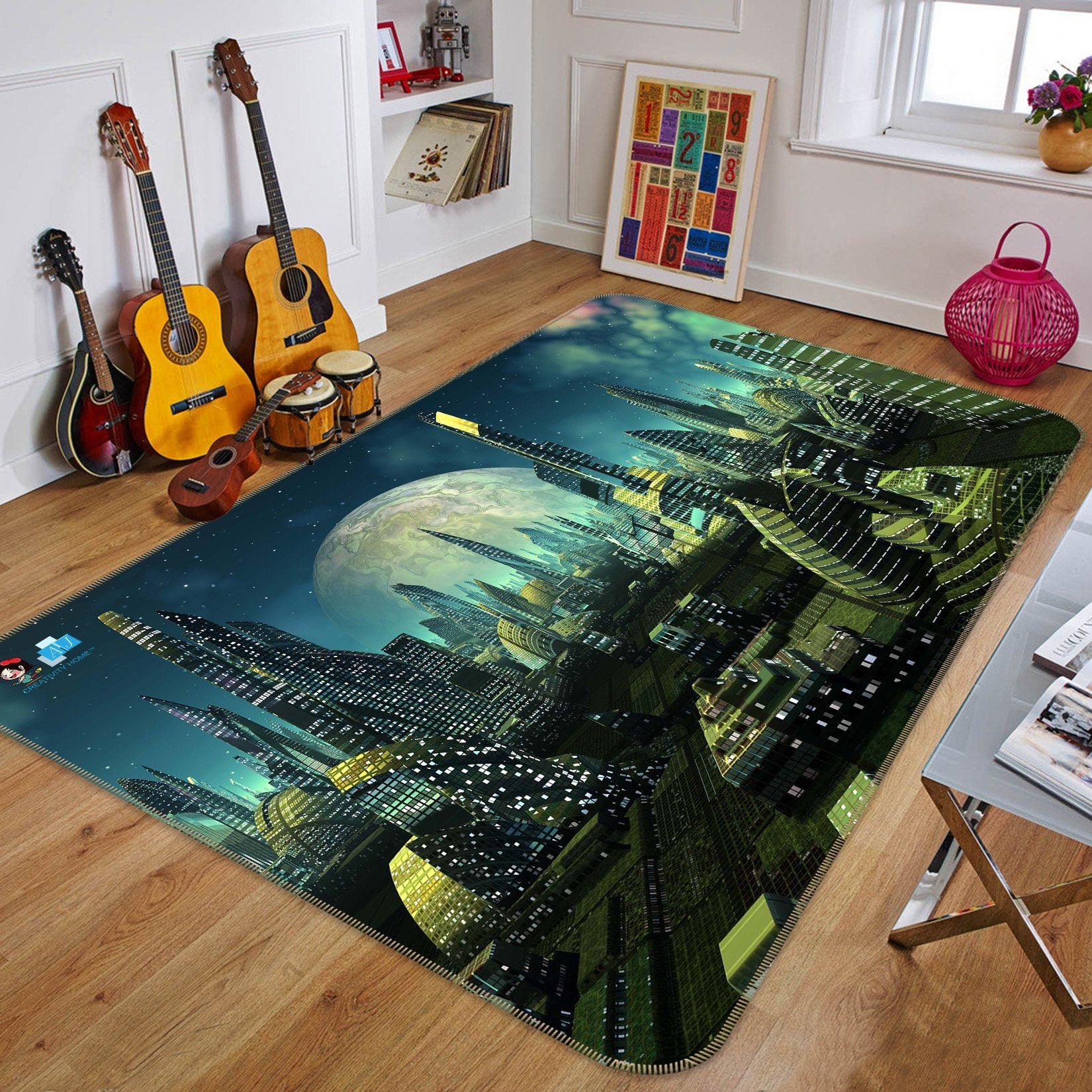 3D Moon Building 752 Non Slip Rug Mat Mat AJ Creativity Home 