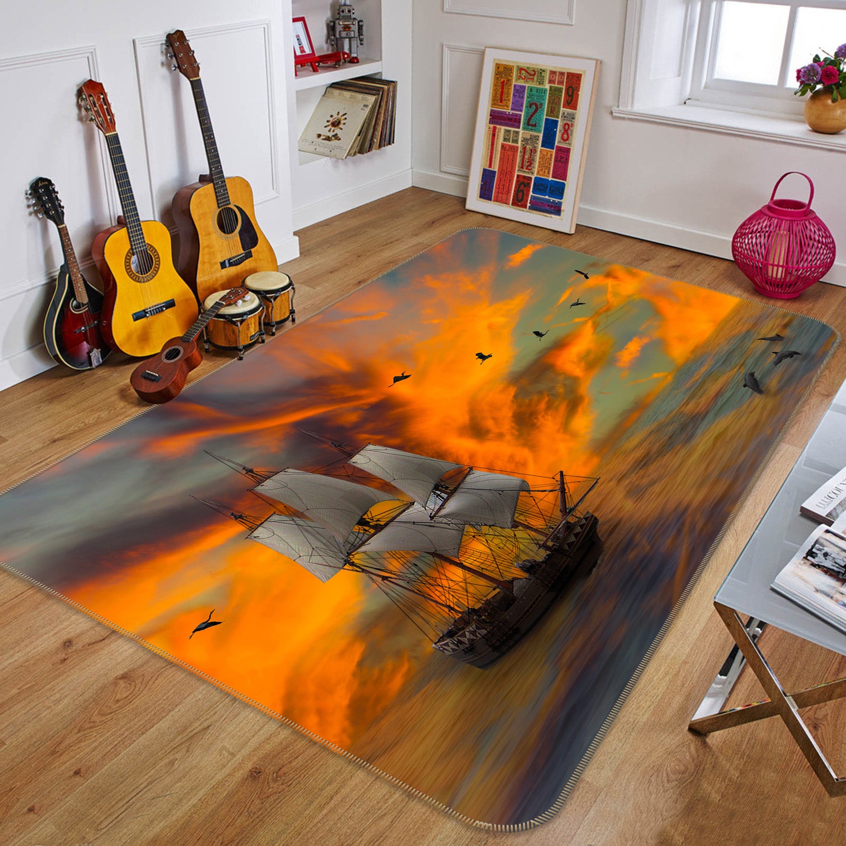 3D Sailboat 36201 Non Slip Rug Mat
