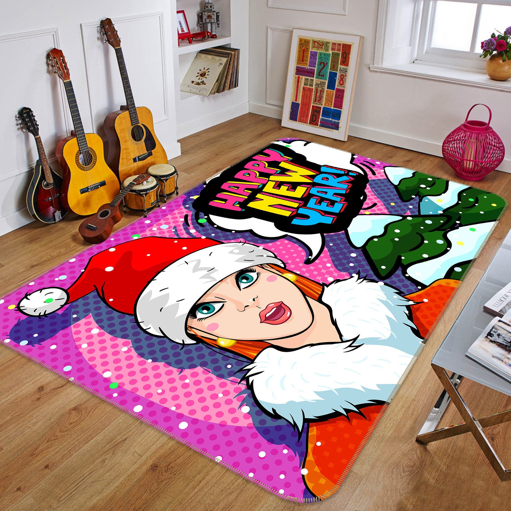 3D Christmas Woman 1050 Non Slip Rug Mat