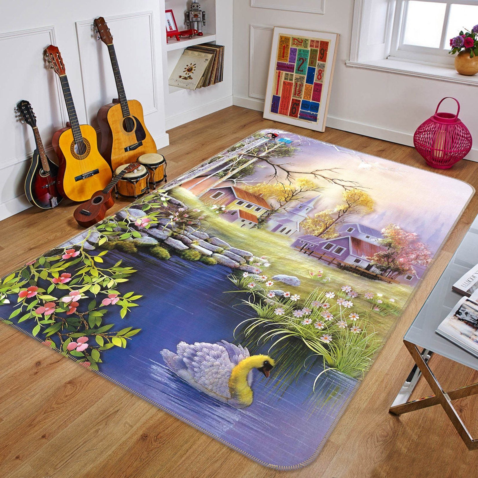 3D Village Pond Painting 174 Non Slip Rug Mat Mat AJ Creativity Home 