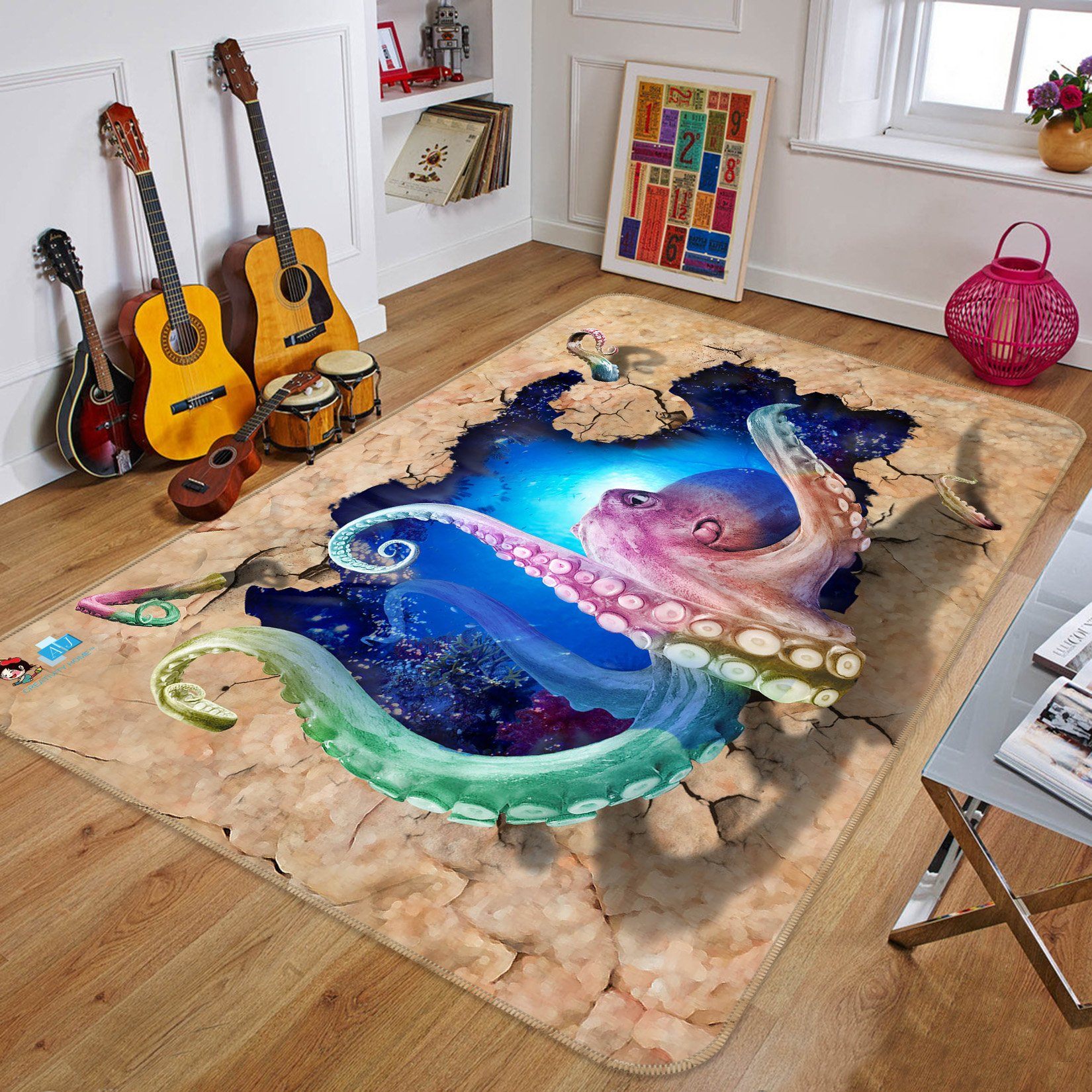 3D Octopus Wall 385 Non Slip Rug Mat Mat AJ Creativity Home 