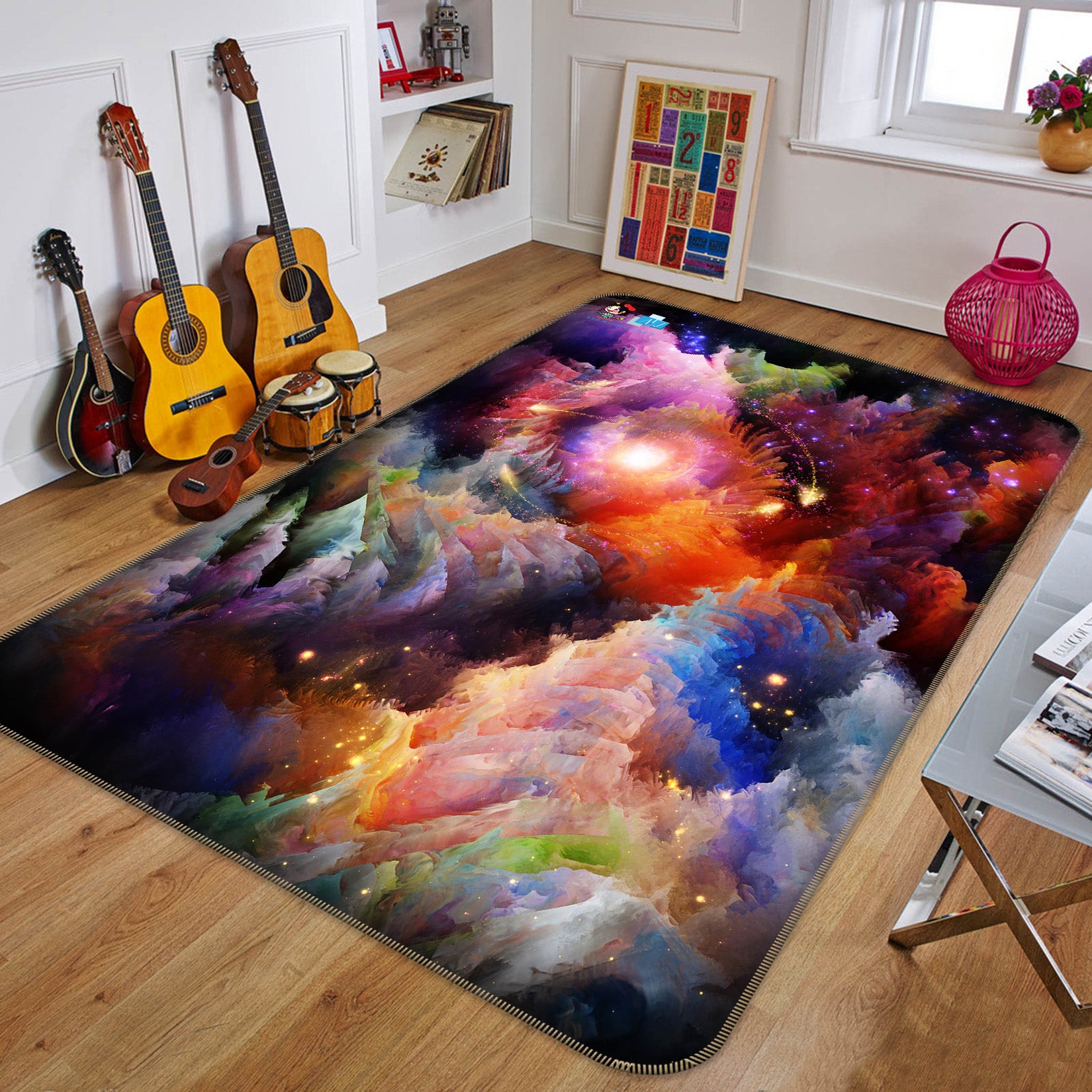 3D Colorful Clouds 66134 Non Slip Rug Mat