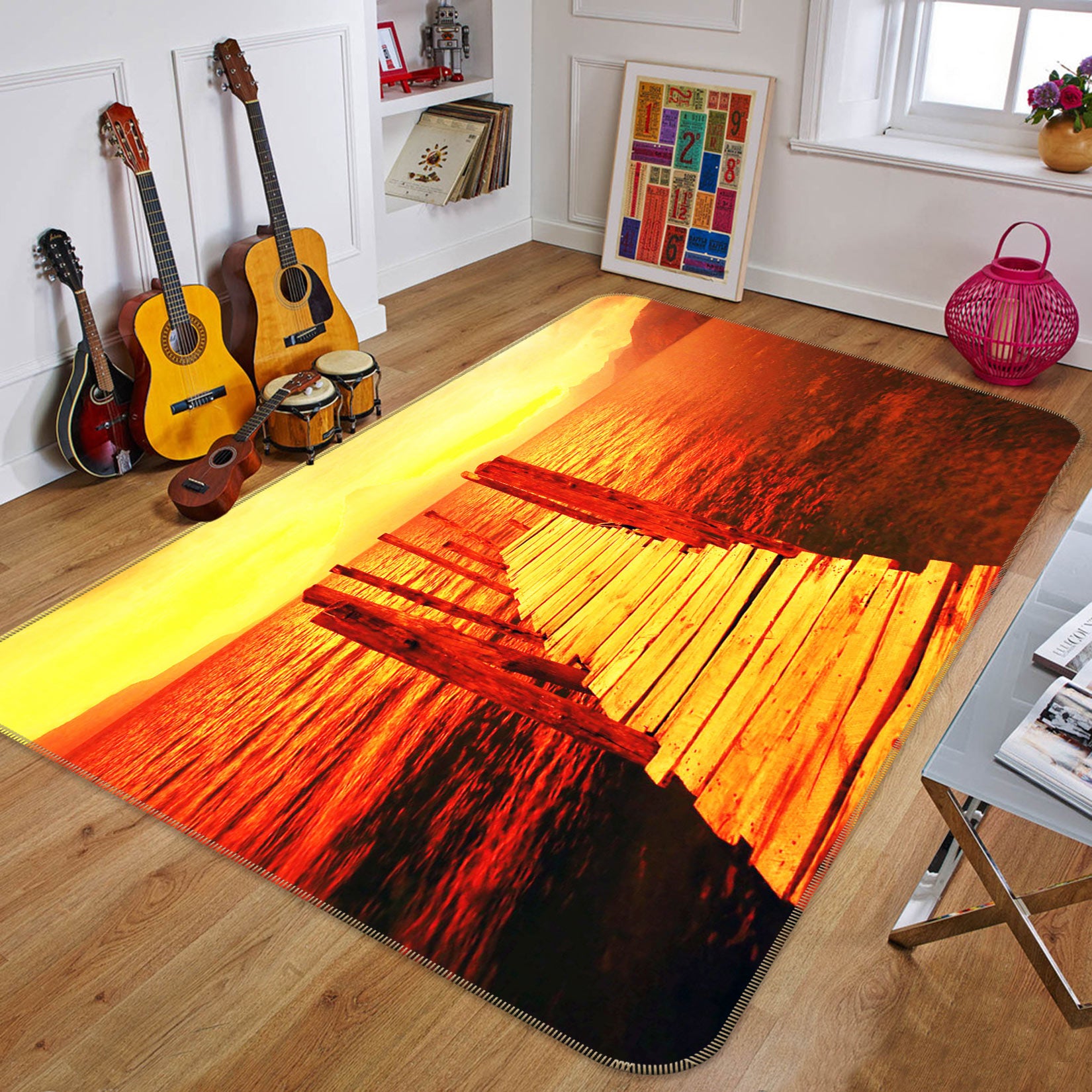 3D Wooden Bridge 75144 Non Slip Rug Mat