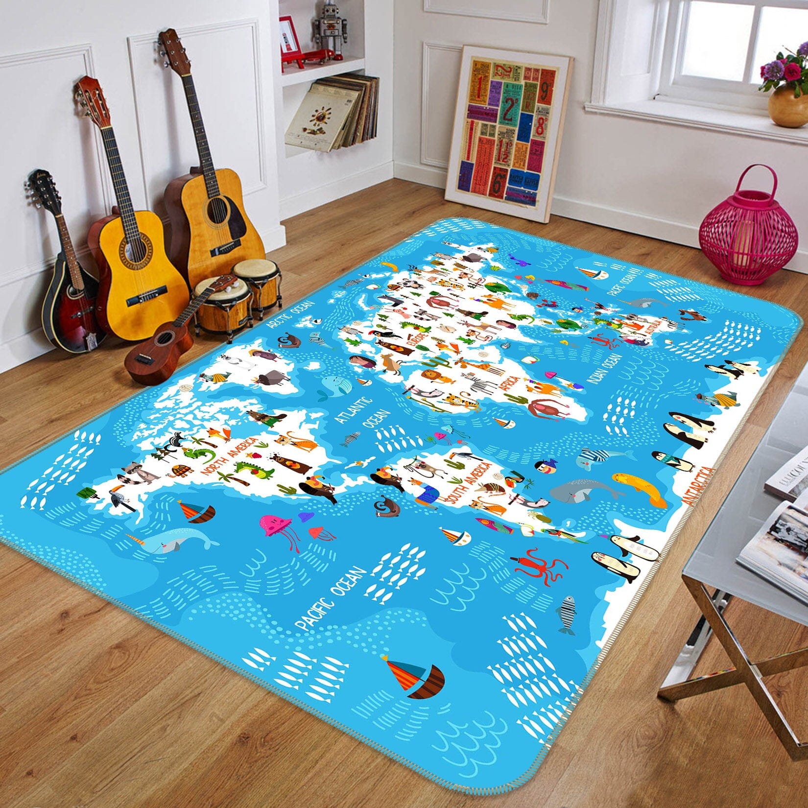 3D Animal Park 269 World Map Non Slip Rug Mat Mat AJ Creativity Home 