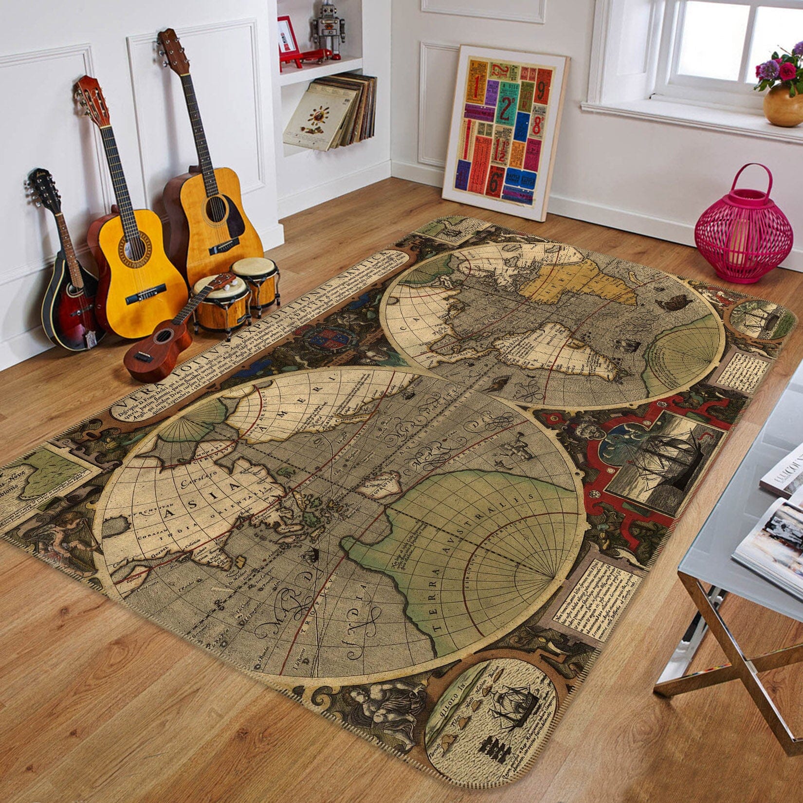 3D Ocean Base 212 World Map Non Slip Rug Mat Mat AJ Creativity Home 