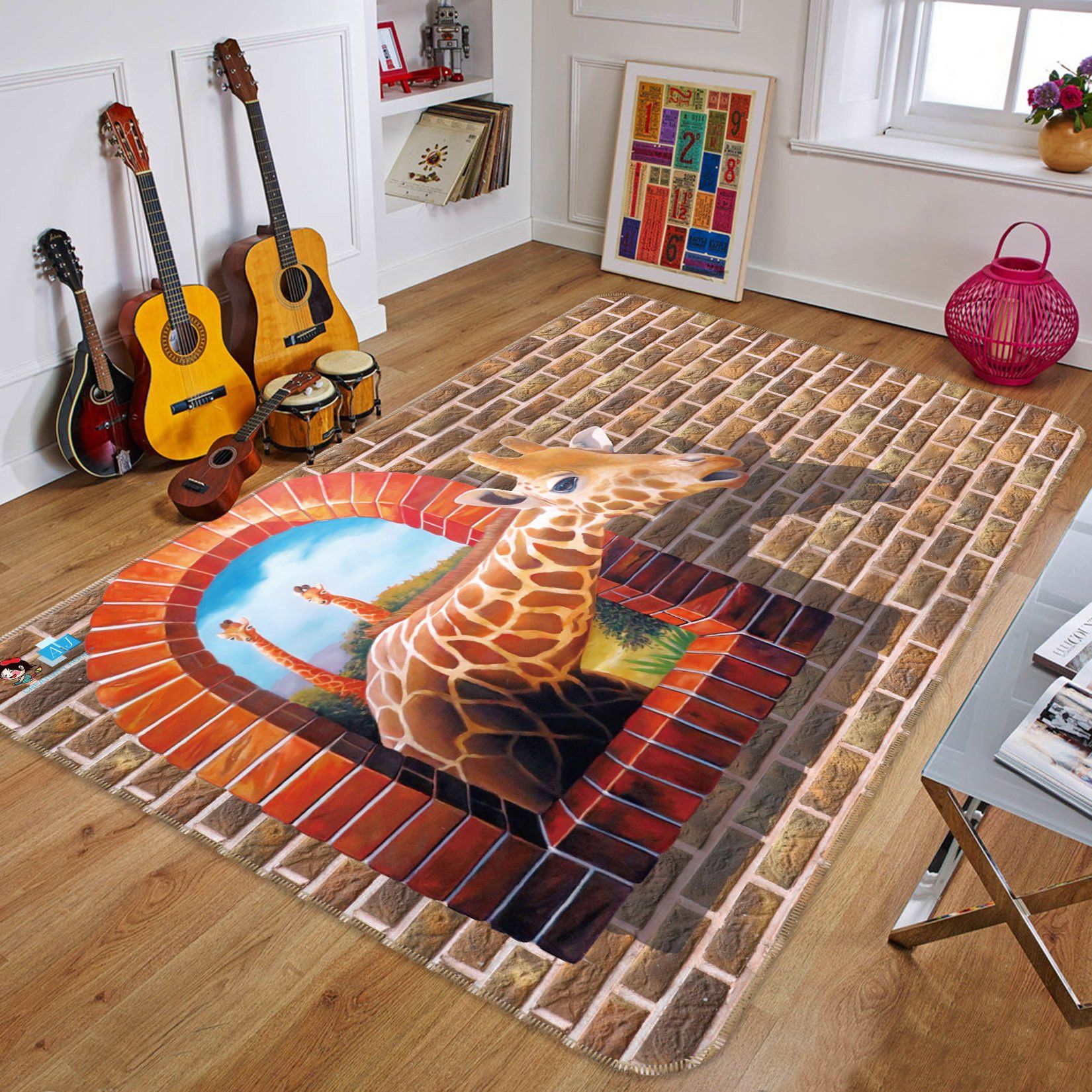 3D Giraffe Wall 387 Non Slip Rug Mat Mat AJ Creativity Home 