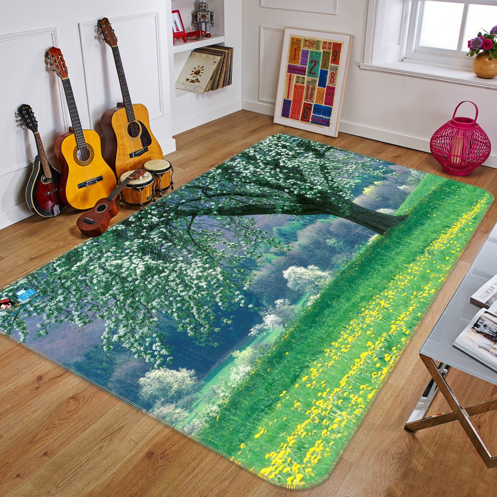 3D Flower Field Tree 692 Non Slip Rug Mat Mat AJ Creativity Home 
