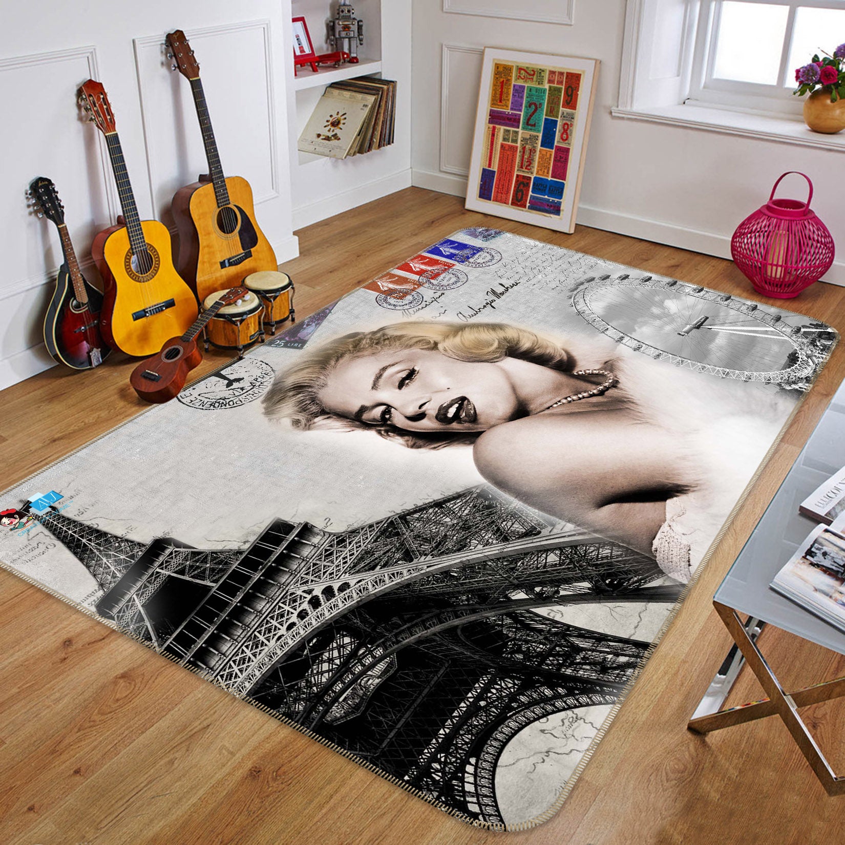 3D Marilyn Monroe Iron Tower 66110 Non Slip Rug Mat