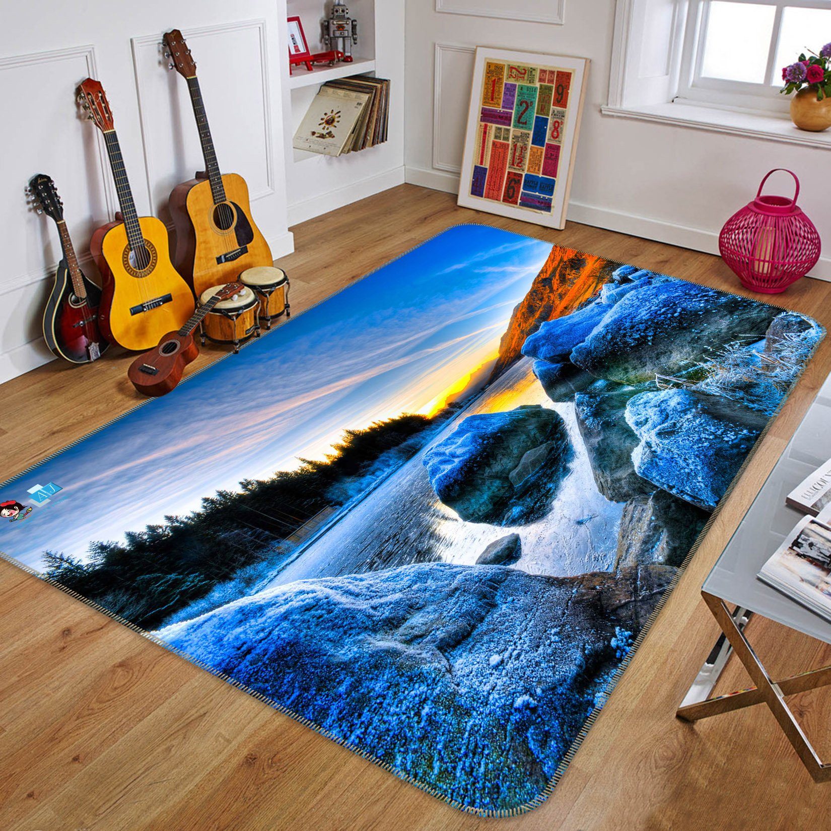 3D Sunset Lake 354 Non Slip Rug Mat Mat AJ Creativity Home 