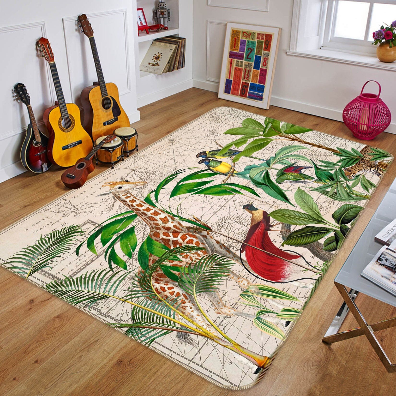 3D Palm Tree Map 1045 Andrea haase Rug Non Slip Rug Mat Mat AJ Creativity Home 