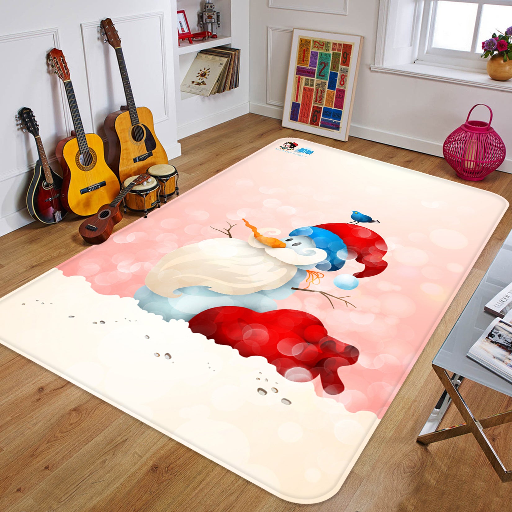 3D Santa Claus Snow 65215 Christmas Non Slip Rug Mat Xmas