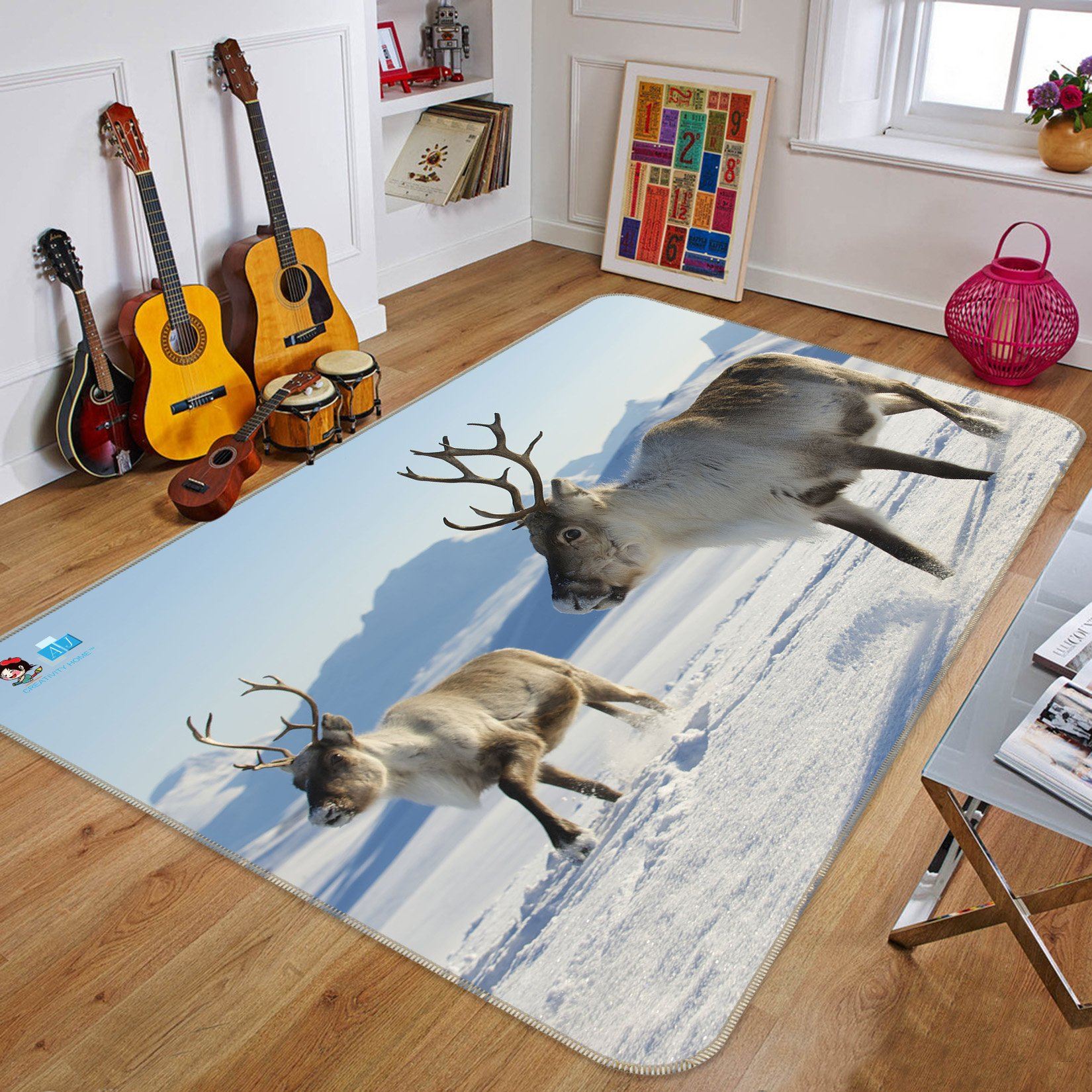 3D Snow Cow 365 Non Slip Rug Mat Mat AJ Creativity Home 