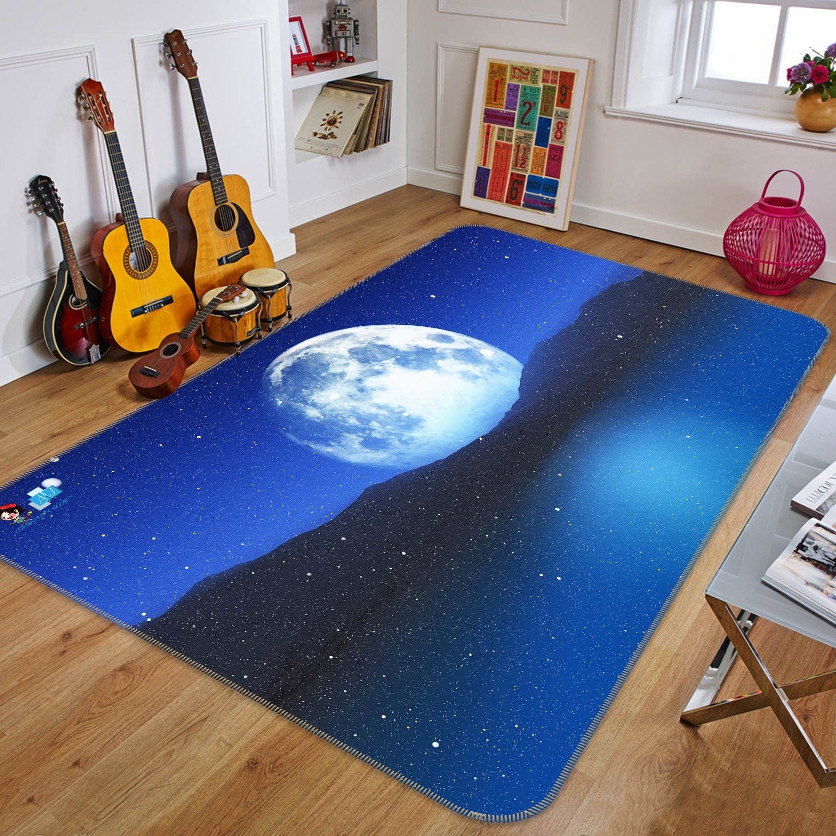 3D Moon Star Mountain 180 Non Slip Rug Mat Mat AJ Creativity Home 