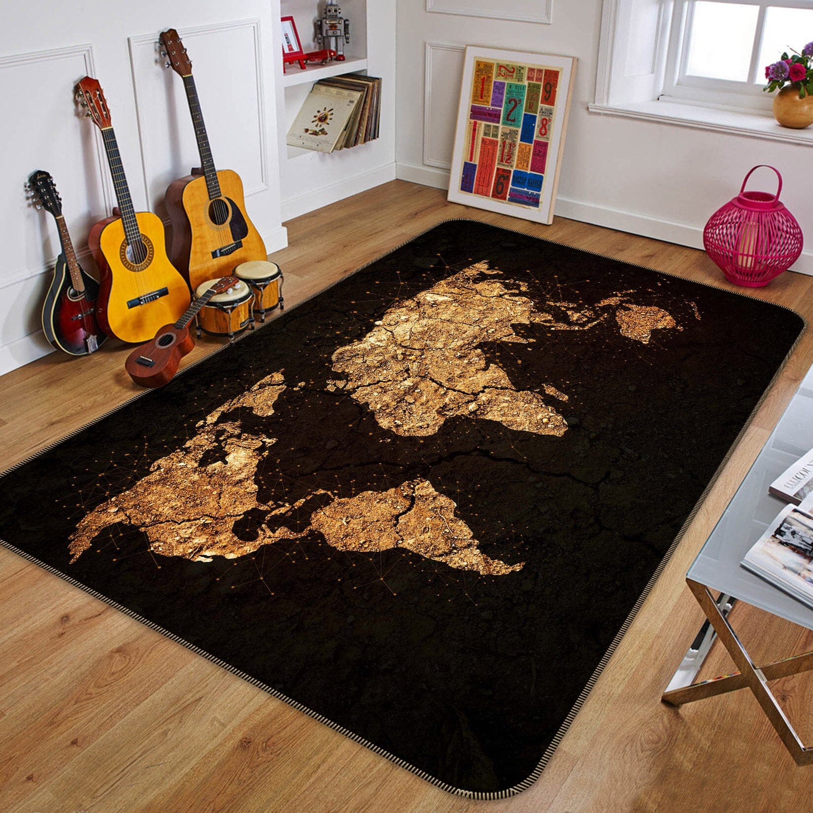 3D Golden Territory 249 World Map Non Slip Rug Mat Mat AJ Creativity Home 