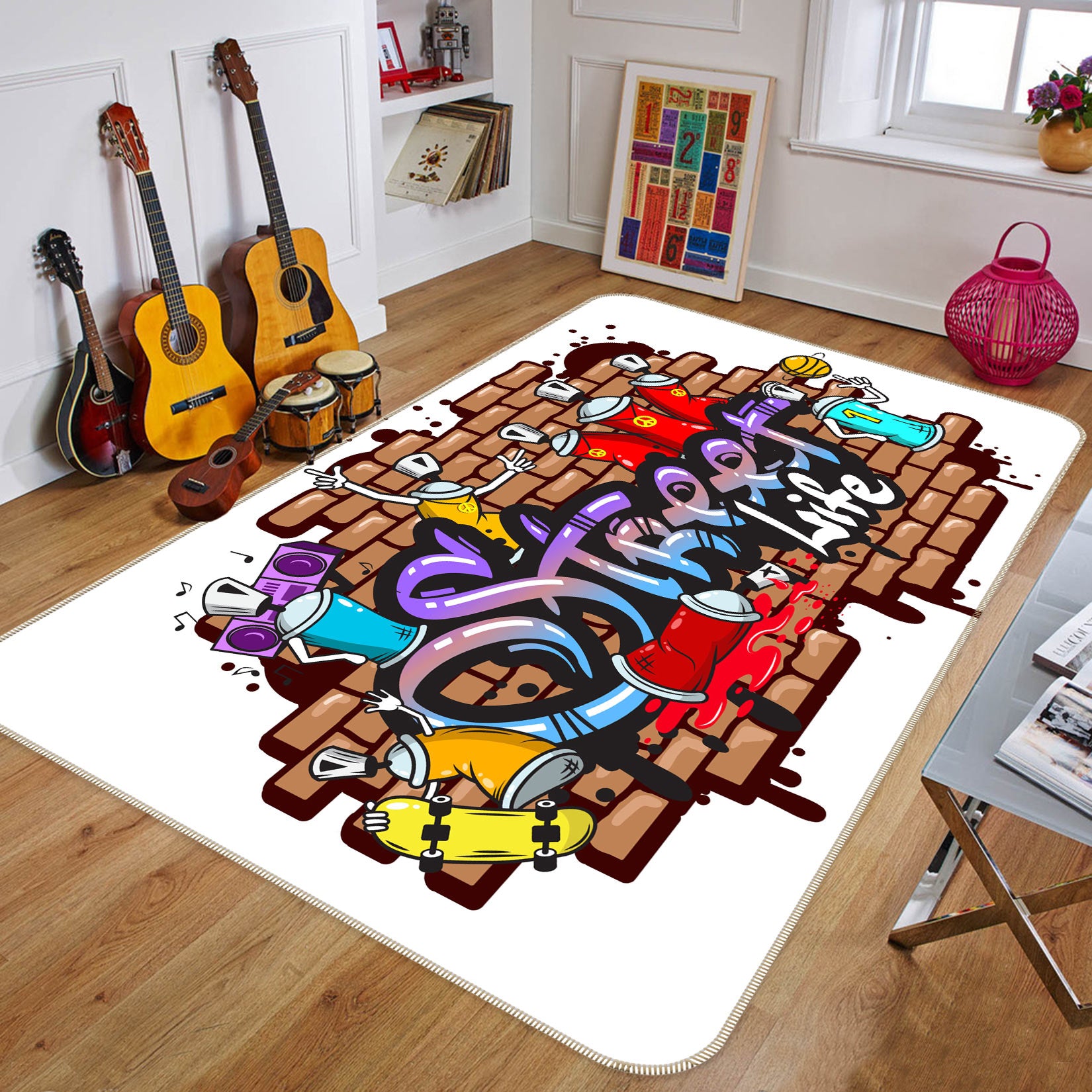 3D Letter Brick Wall 30065 Non Slip Rug Mat