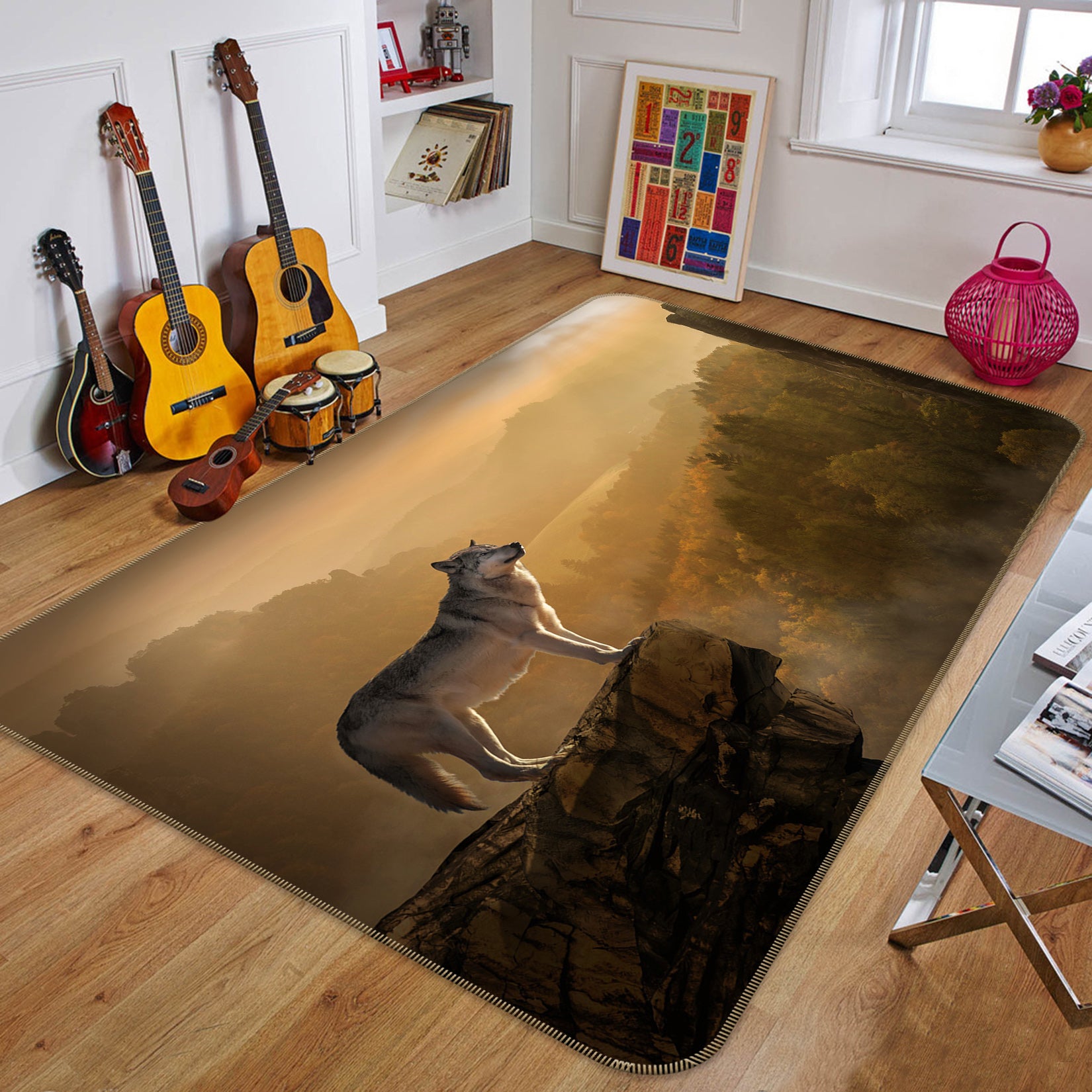 3D Cliff Wolf 82169 Animal Non Slip Rug Mat