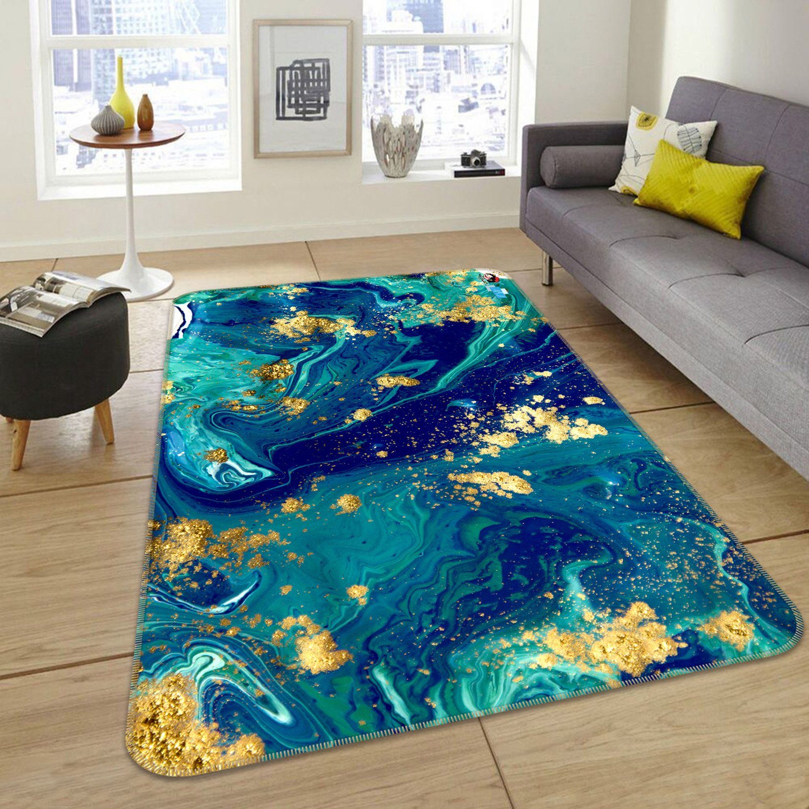 3D Dark Green Gold Powder 21 Non Slip Rug Mat Mat AJ Creativity Home 