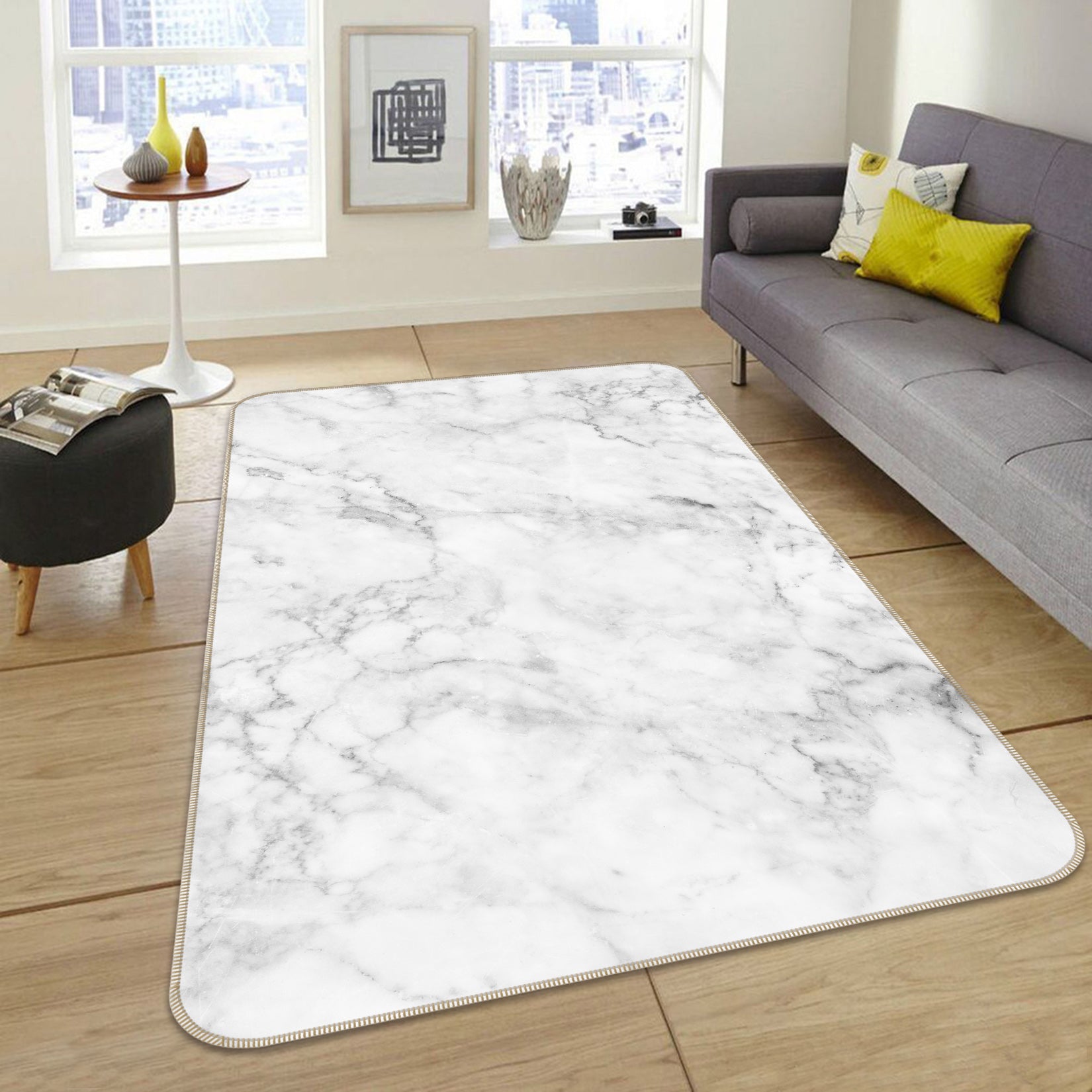 3D White Pattern 26008 Non Slip Rug Mat