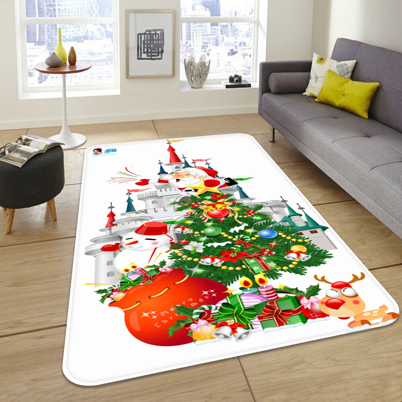 3D Castle Gift Tree 65217 Christmas Non Slip Rug Mat Xmas