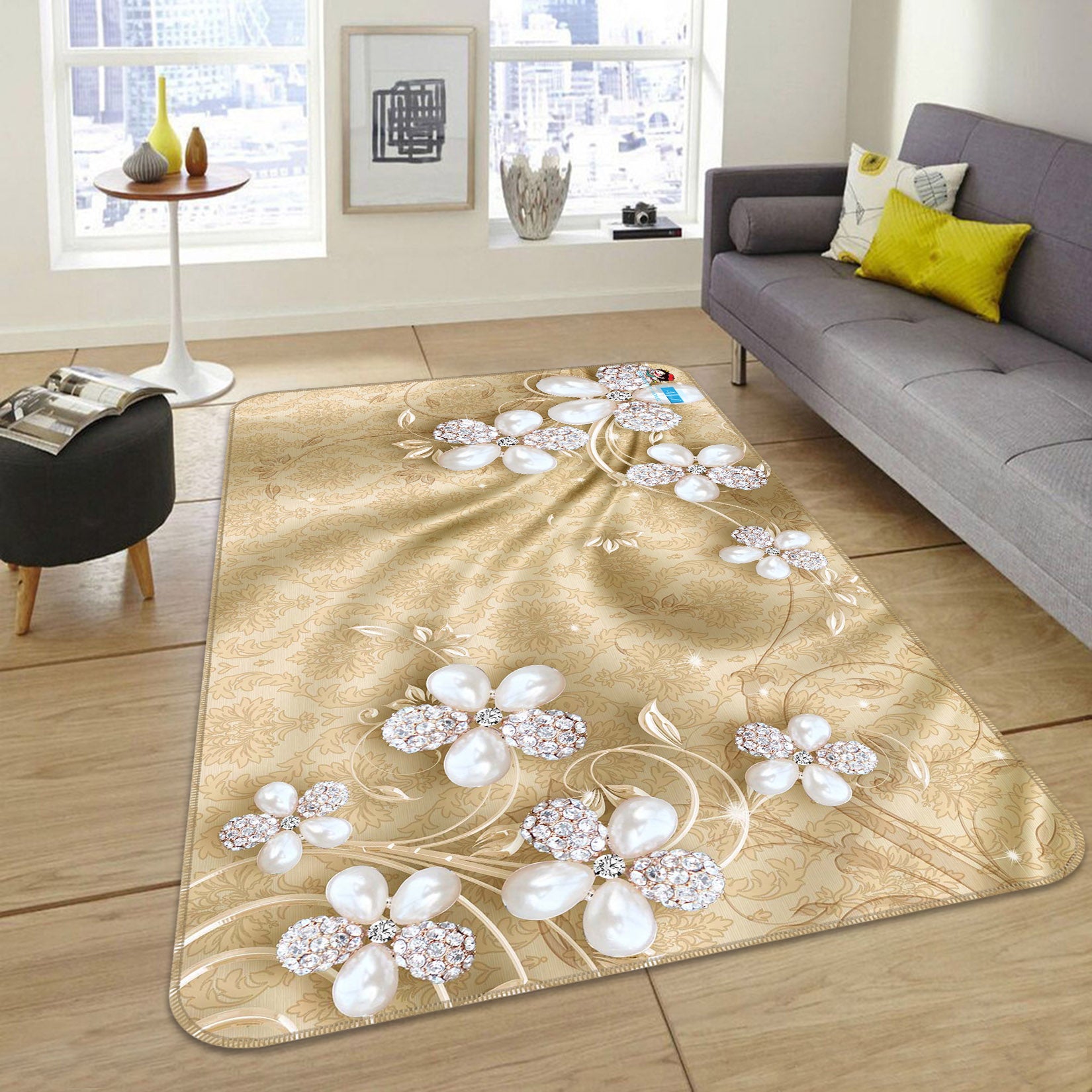 3D Flower 66111 Non Slip Rug Mat