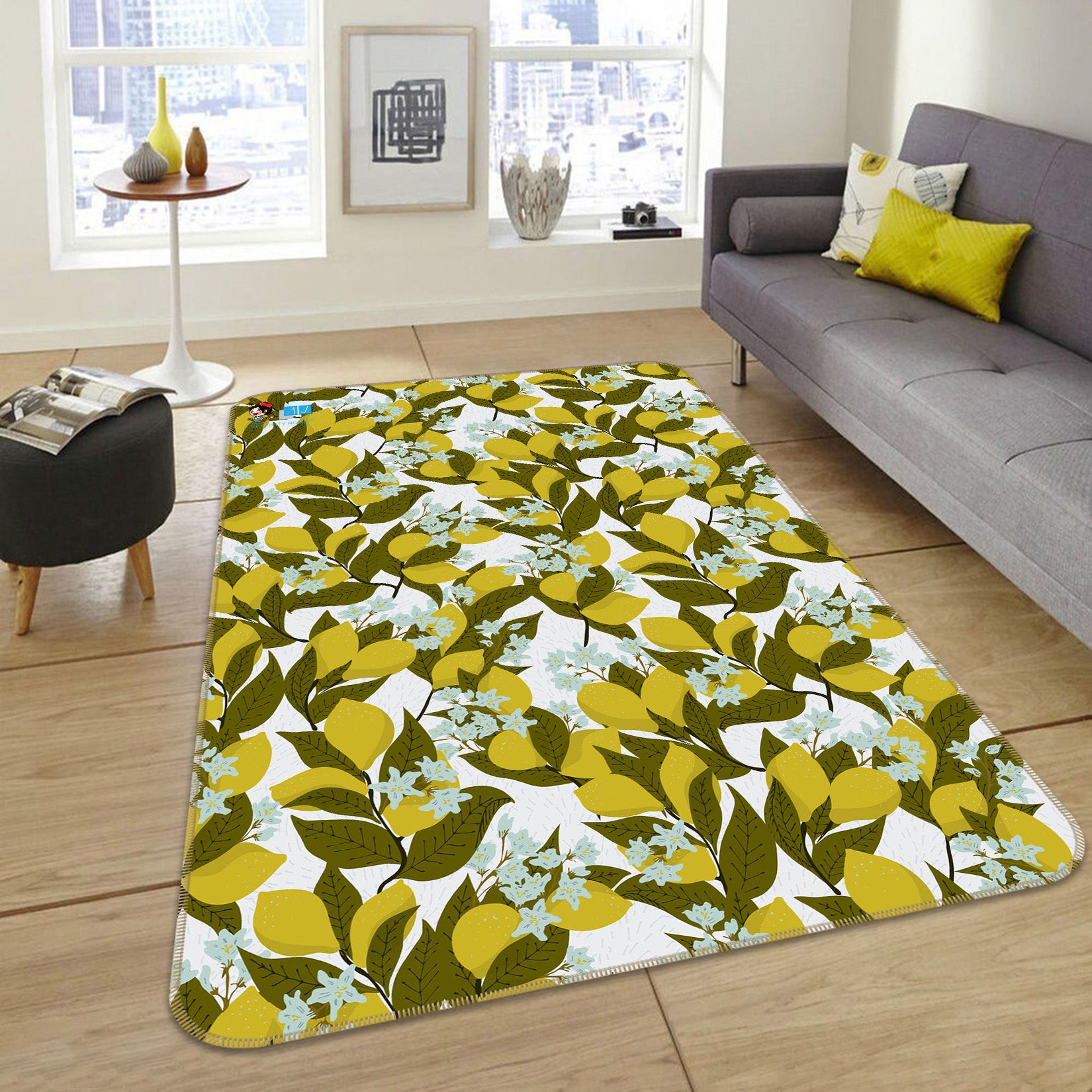 3D Bushes Leaves Blue Flower Vine 107145 Kashmira Jayaprakash Rug Non Slip Rug Mat