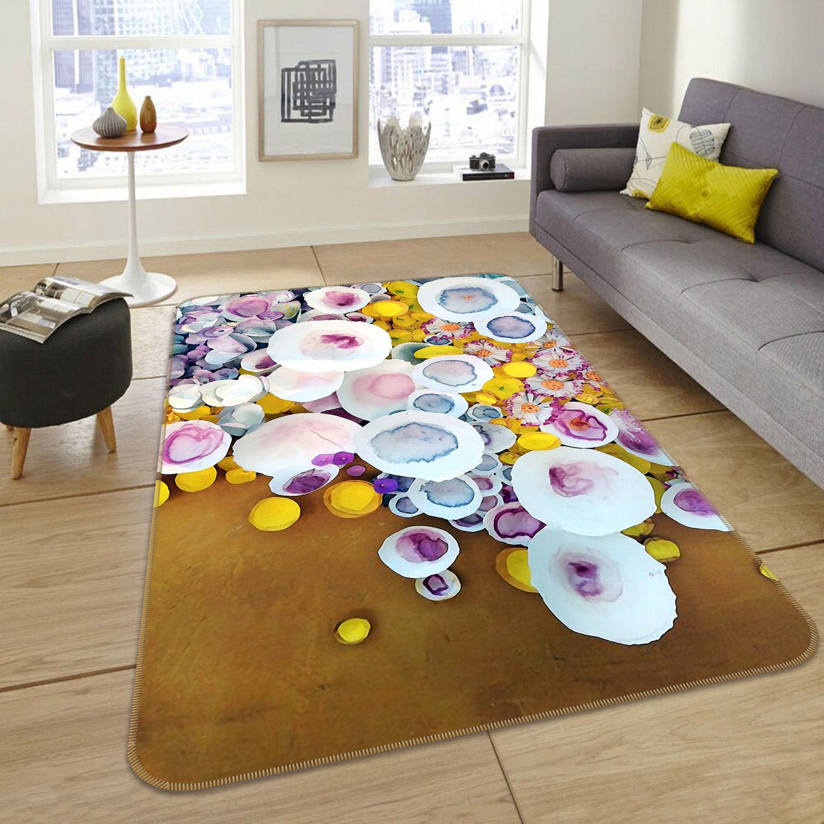 3D Round Pattern 65026 Non Slip Rug Mat