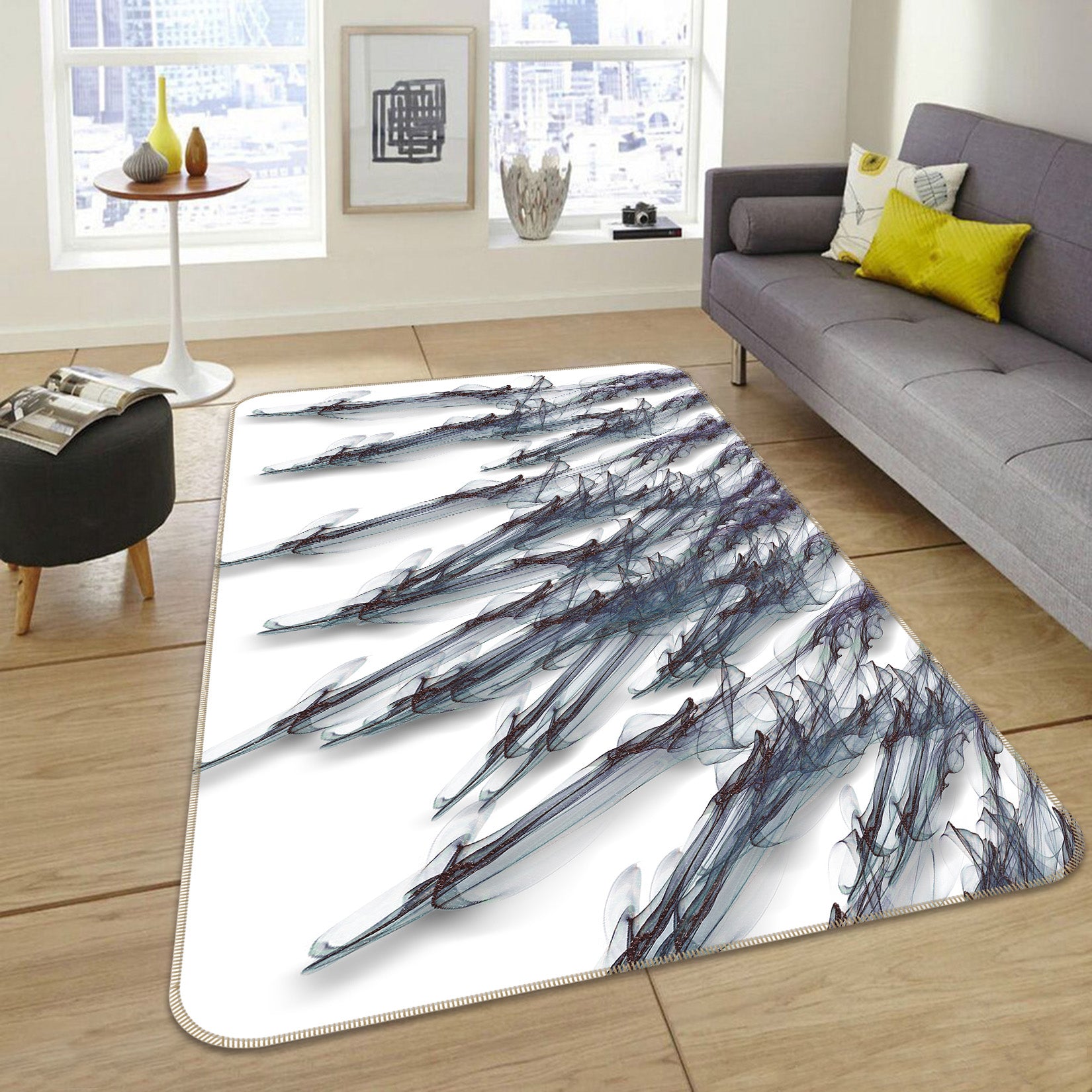 3D Black Stripes 65004 Non Slip Rug Mat