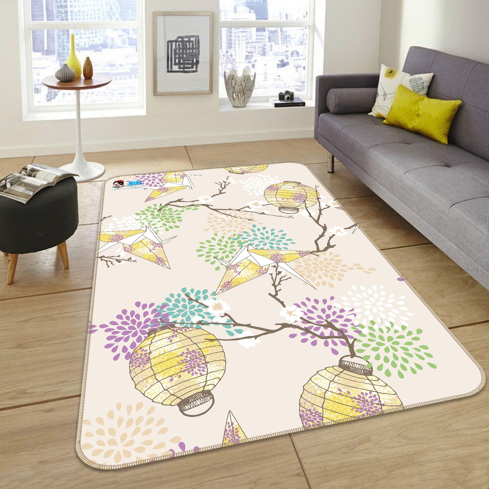 3D Lantern Thousand Paper Cranes 64043 Non Slip Rug Mat