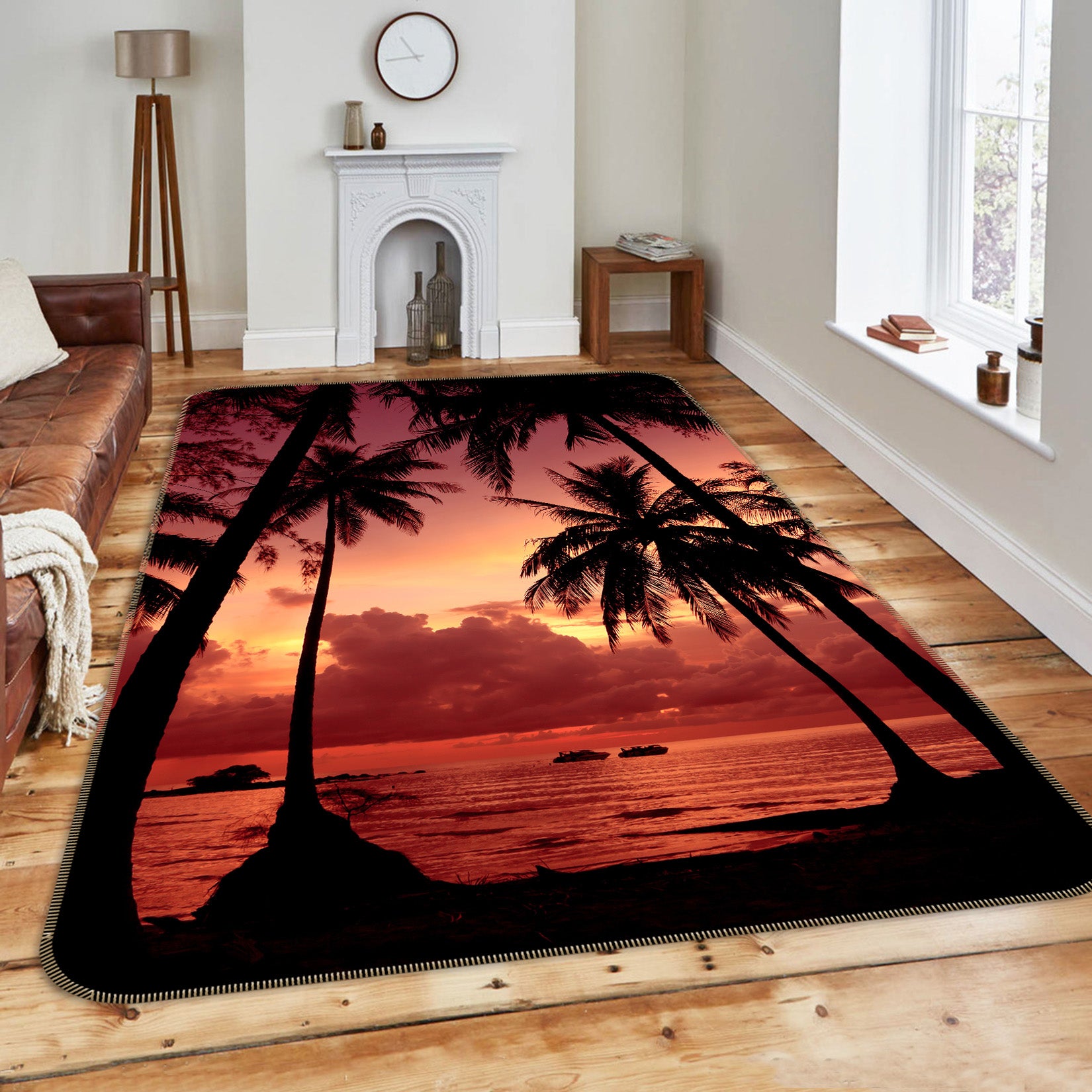 3D Coconut Tree 26024 Non Slip Rug Mat