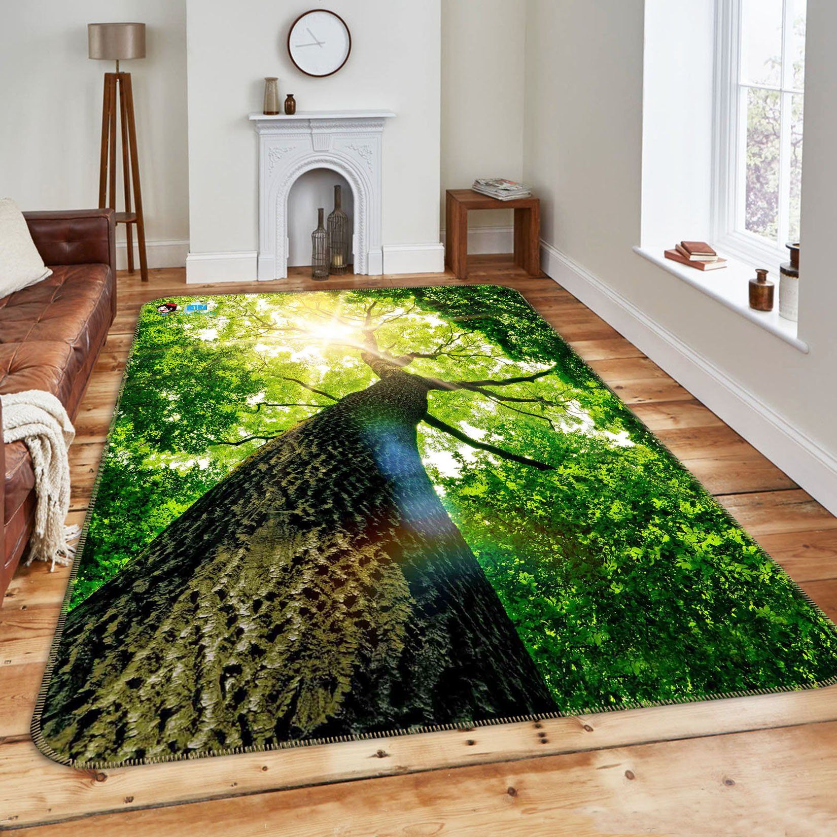 3D Tall Tree Sunshine 163 Non Slip Rug Mat Mat AJ Creativity Home 