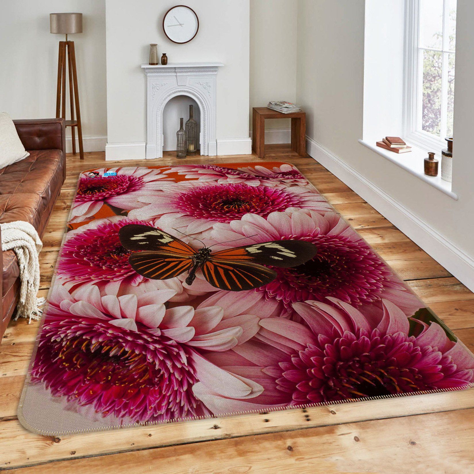 3D Red Flowers Butterfly 217 Non Slip Rug Mat Mat AJ Creativity Home 